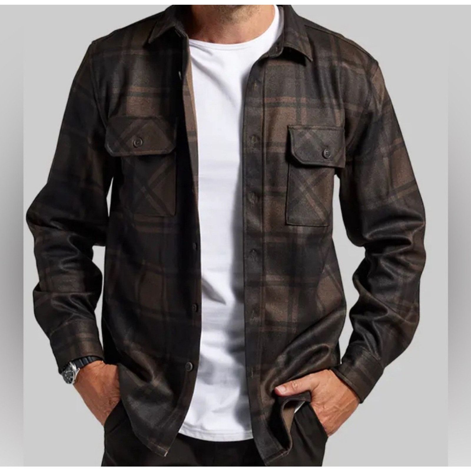 Other BYLT Premium Basics Plaid Coastal Overshirt Shacket Style Size US L / EU 52-54 / 3 - 3 Thumbnail