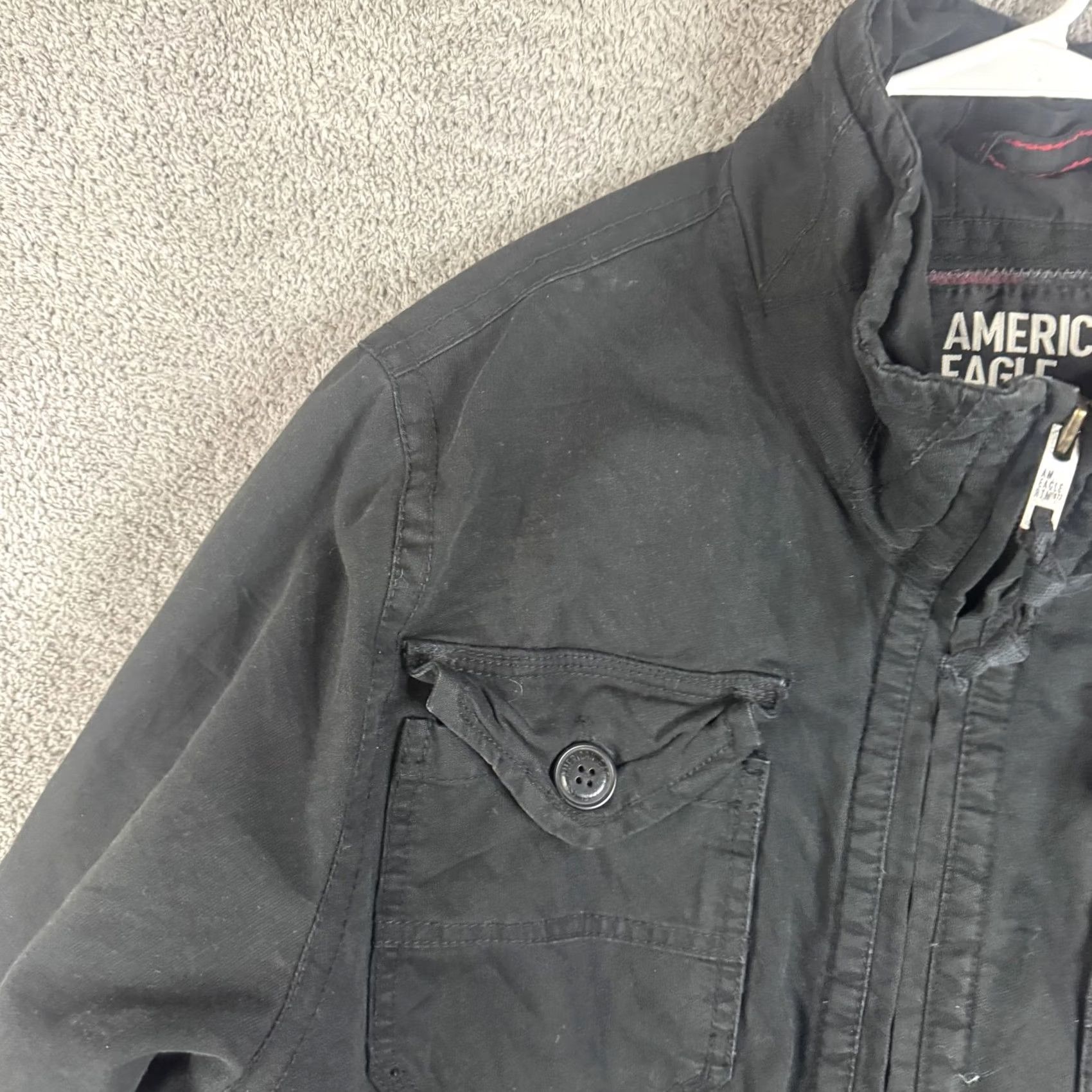 American Eagle Outfitters American Eagle Outfitters Jacket Mens 2XL Black Canvas Military Full Zip Lined Size US XXL / EU 58 / 5 - 6 Thumbnail