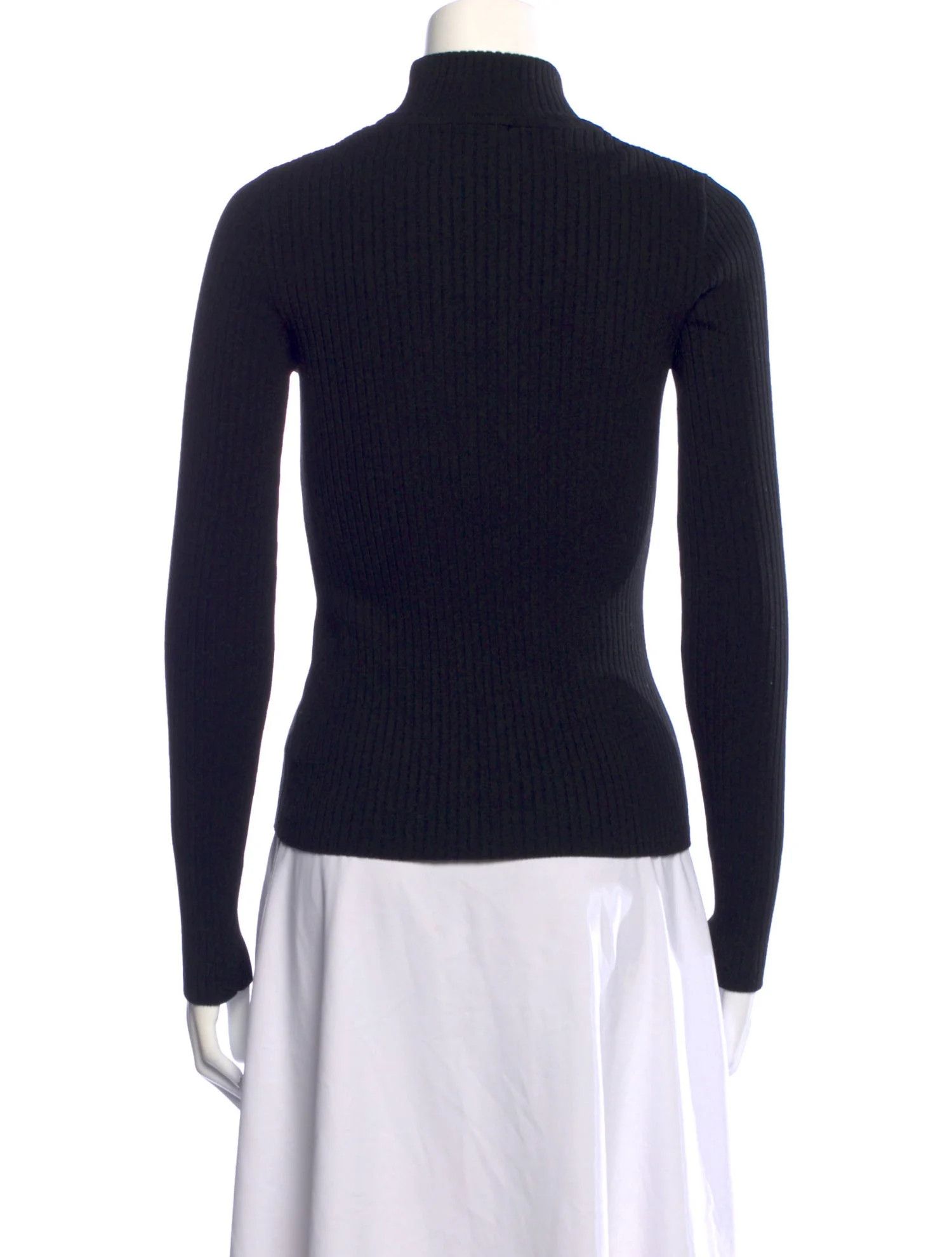 Courreges o1mle0824 Logo Embroidered Ribbed-Knit Jumper in Black Size L / US 10 / IT 46 - 3 Thumbnail