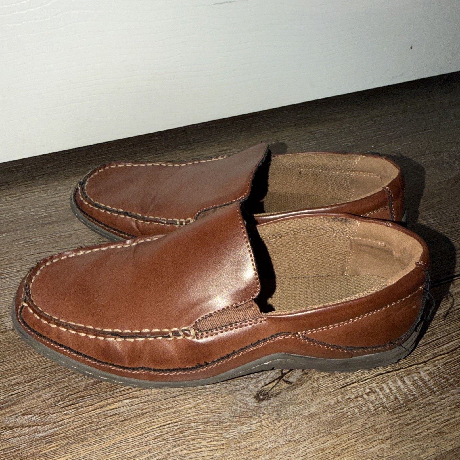 Tommy Hilfiger Tommy Hilfiger Men's Slip-On Shoes 8.5M Brown Leather Size US 8 / EU 41 - 6 Thumbnail