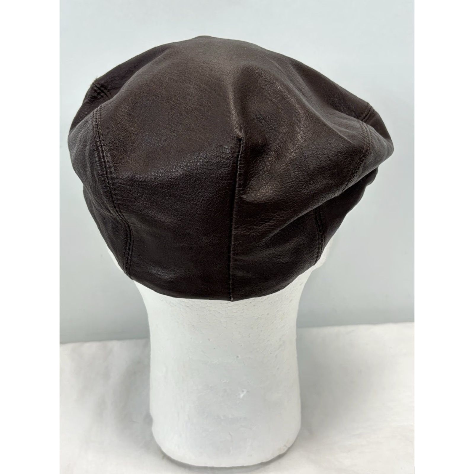 Vintage VINTAGE Miller Hats Leather Flat Cap One Size Brown Made in USA Mens Size ONE SIZE - 4 Thumbnail