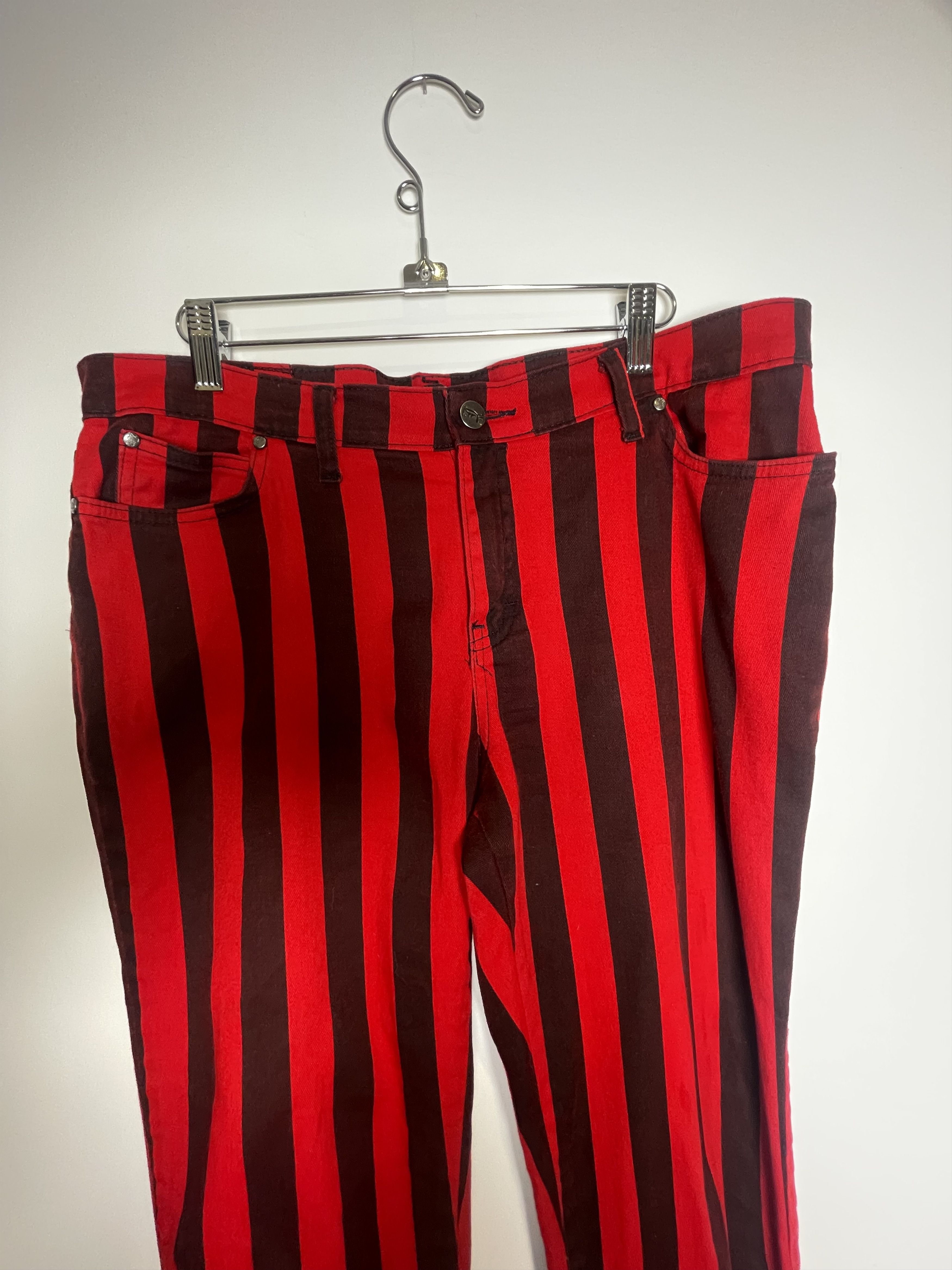 Other 🇬🇧 Run & Fly Red/Burgundy Striped Stretch Trousers Size US 32 / EU 48 - 3 Thumbnail