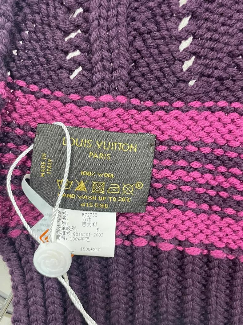 Louis Vuitton Louis Vuitton Purple Multi-Element Logo Wool Woven Scarf Size ONE SIZE - 5 Thumbnail