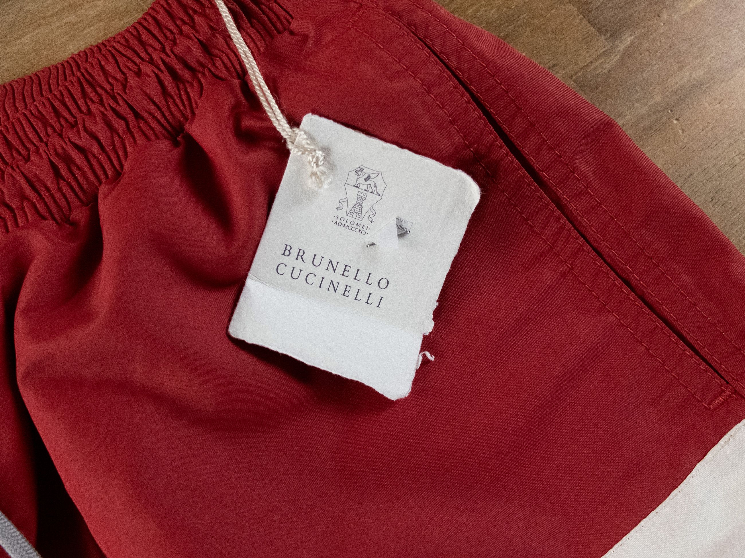 Brunello Cucinelli BRUNELLO CUCINELLI red white Across Meridian swim shorts XL Size US 36 / EU 52 - 5 Thumbnail