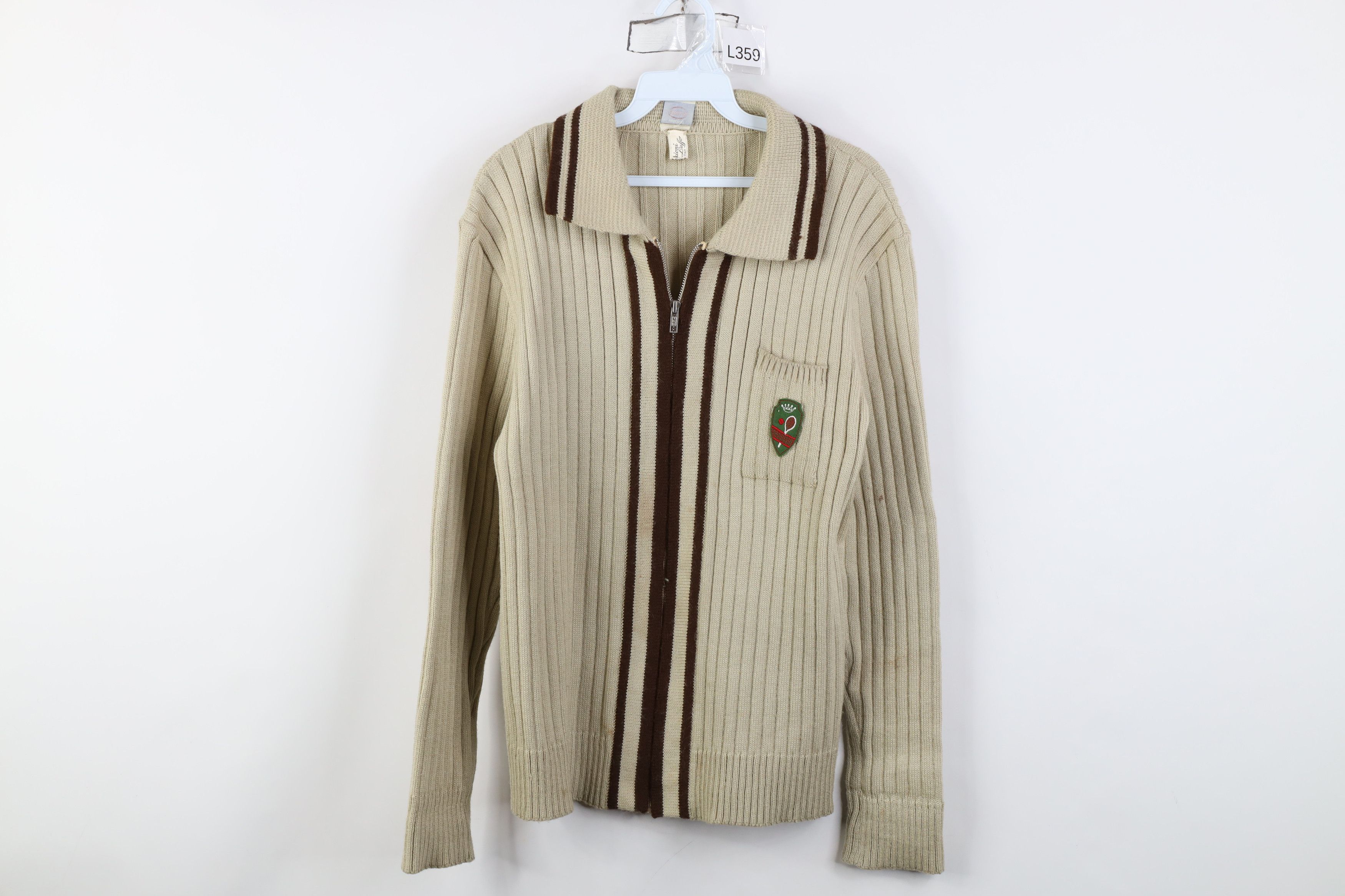 Vintage Vintage 60s 70s Streetwear Knit Collared Cardigan Sweater Size M / US 6-8 / IT 42-44 - 1 Thumbnail