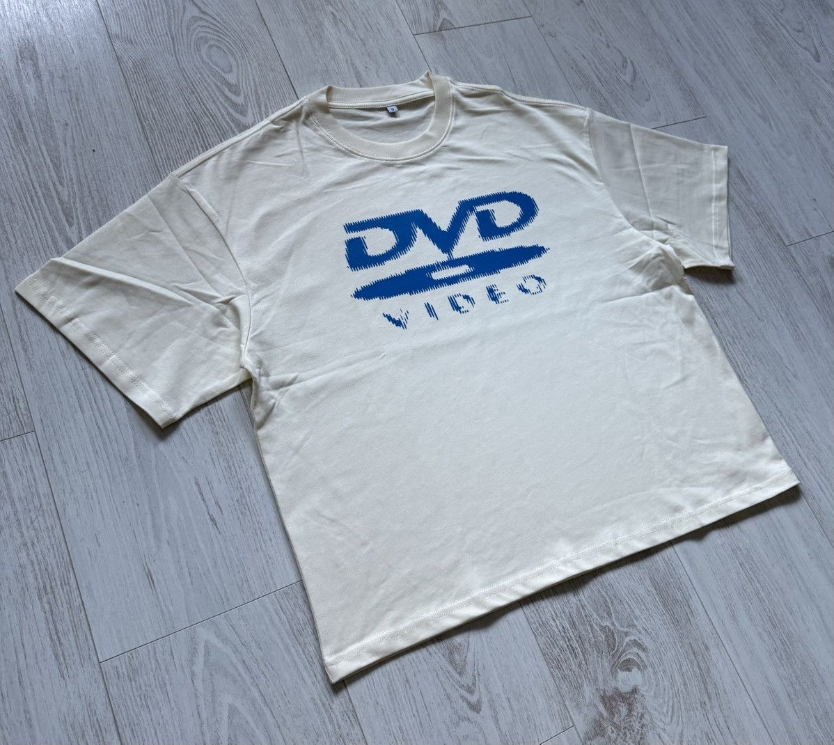 Other DVD Video Logo Retro Boxy T-Shirt Custom Creme Blue Print M Size US M / EU 48-50 / 2 - 3 Thumbnail