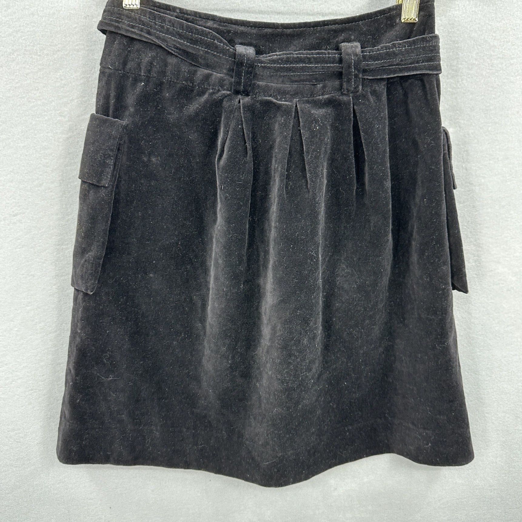 Velvet Elevenses Mini Skirt Women 0 Black Velvet Button Tie Waist Casual 90s Womens Size 25" / US 0 / IT 36 - 4 Thumbnail