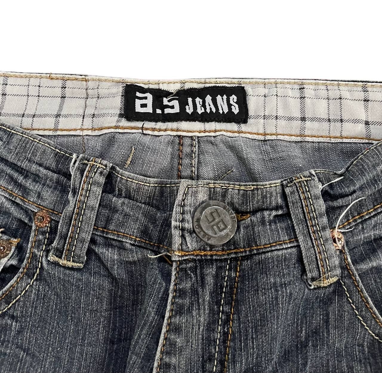 Japanese Brand Flared Aston Jeans distressed thrashed ripped thunder lgb Size US 29 - 9 Thumbnail