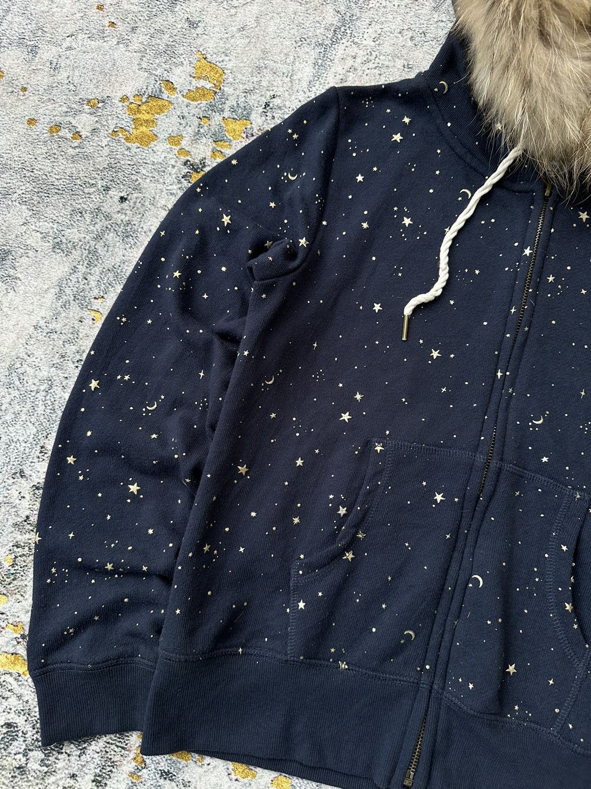 Le Grande Bleu (L.G.B.) STUDDED STAR MOON FUR ZIP HOODIE IFSIXWASNINE LGB STYLE Size US S / EU 44-46 / 1 - 3 Thumbnail