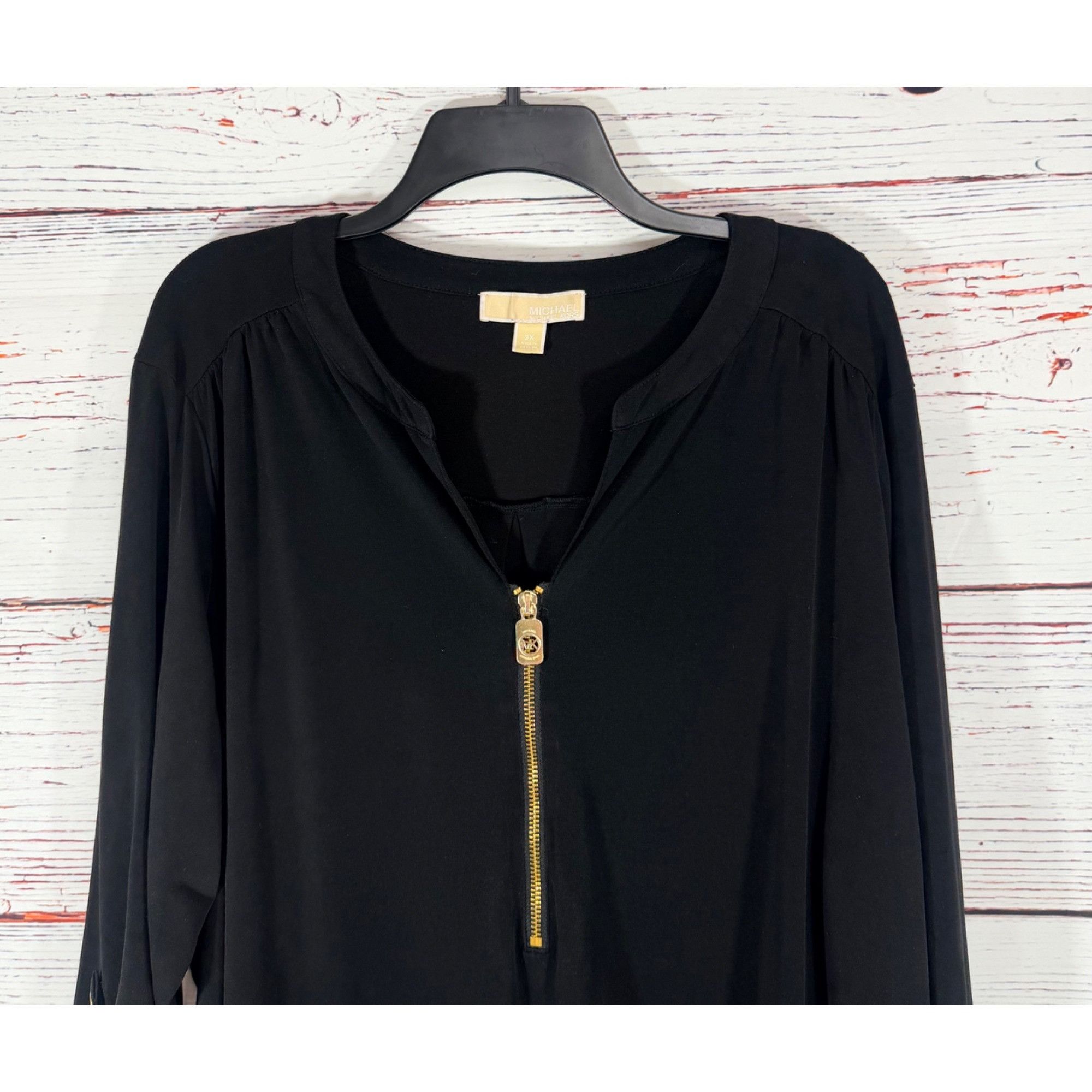 Other Michael Michael Kors Womens Blouse Tunic Black Zip Front 3X Size 3XL / US 20-22 - 10 Thumbnail