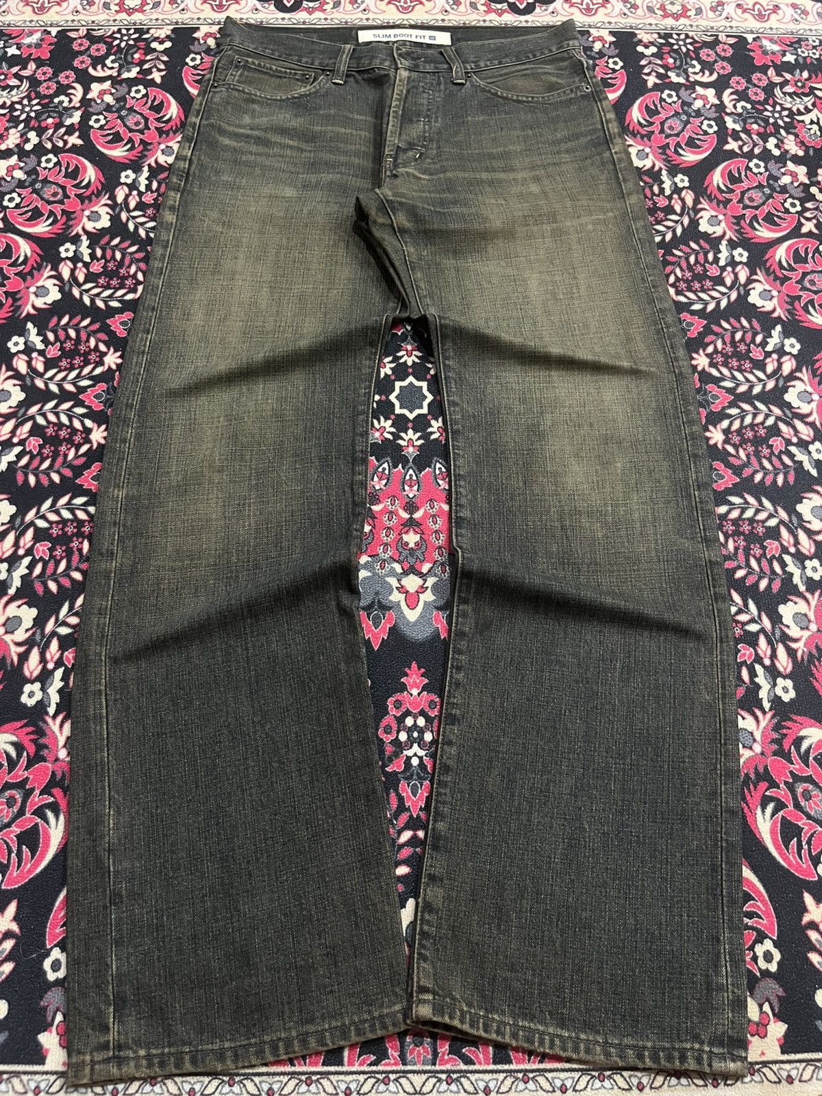 Vintage 1969 Gap Mud Washed Slim Boot Fit Buttonfly Jeans