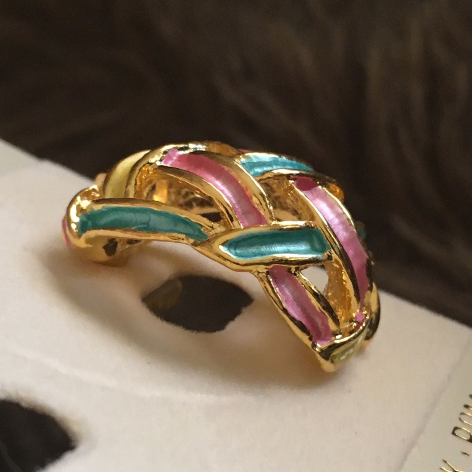 Jewelry Pastel enamel gold tone setting pierced earrings Size ONE SIZE - 6 Thumbnail