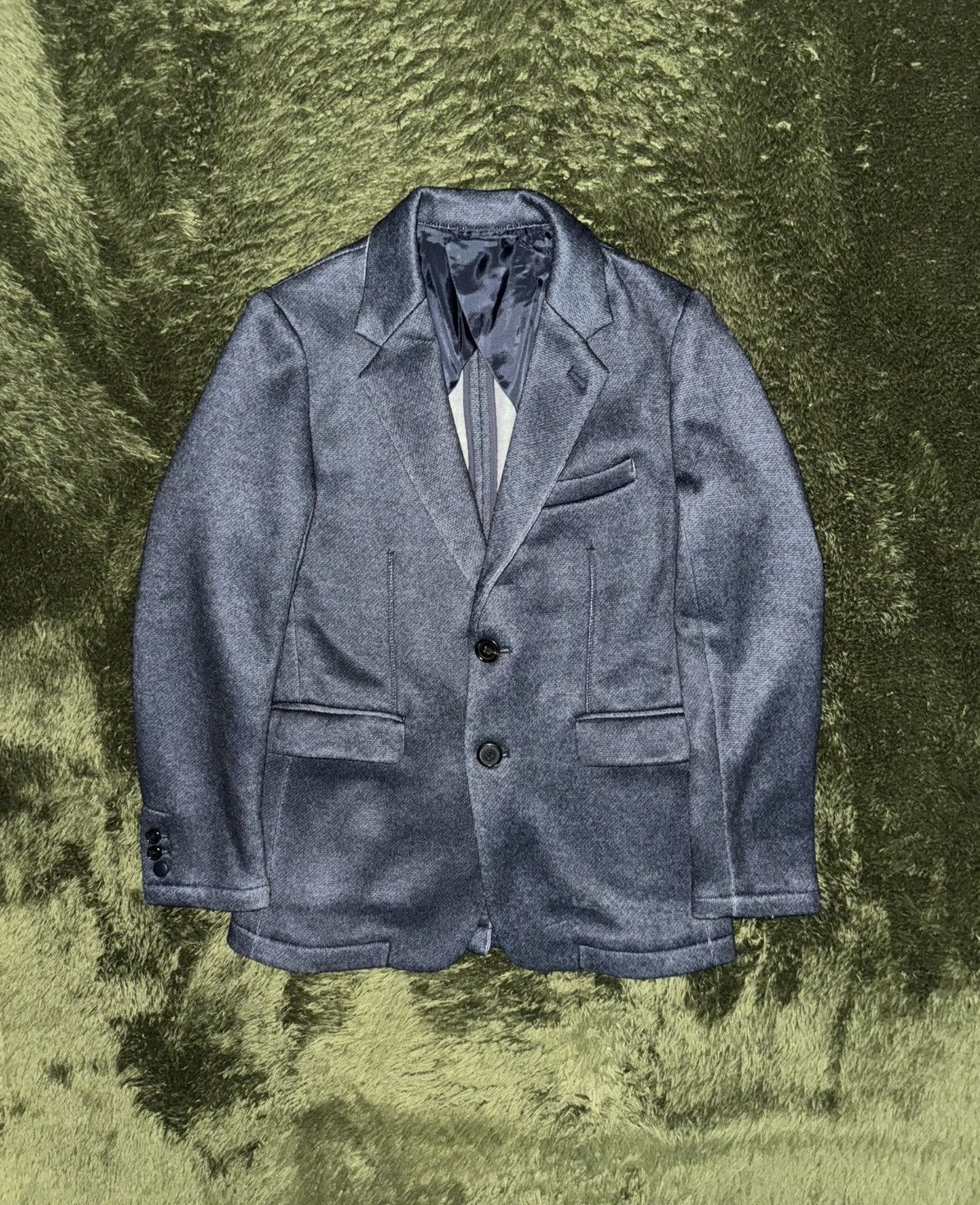 Beams Japan [S] Beams Textured Loose fit Poly Blazer Jacket Navy Size US S / EU 44-46 / 1 - 1 Thumbnail
