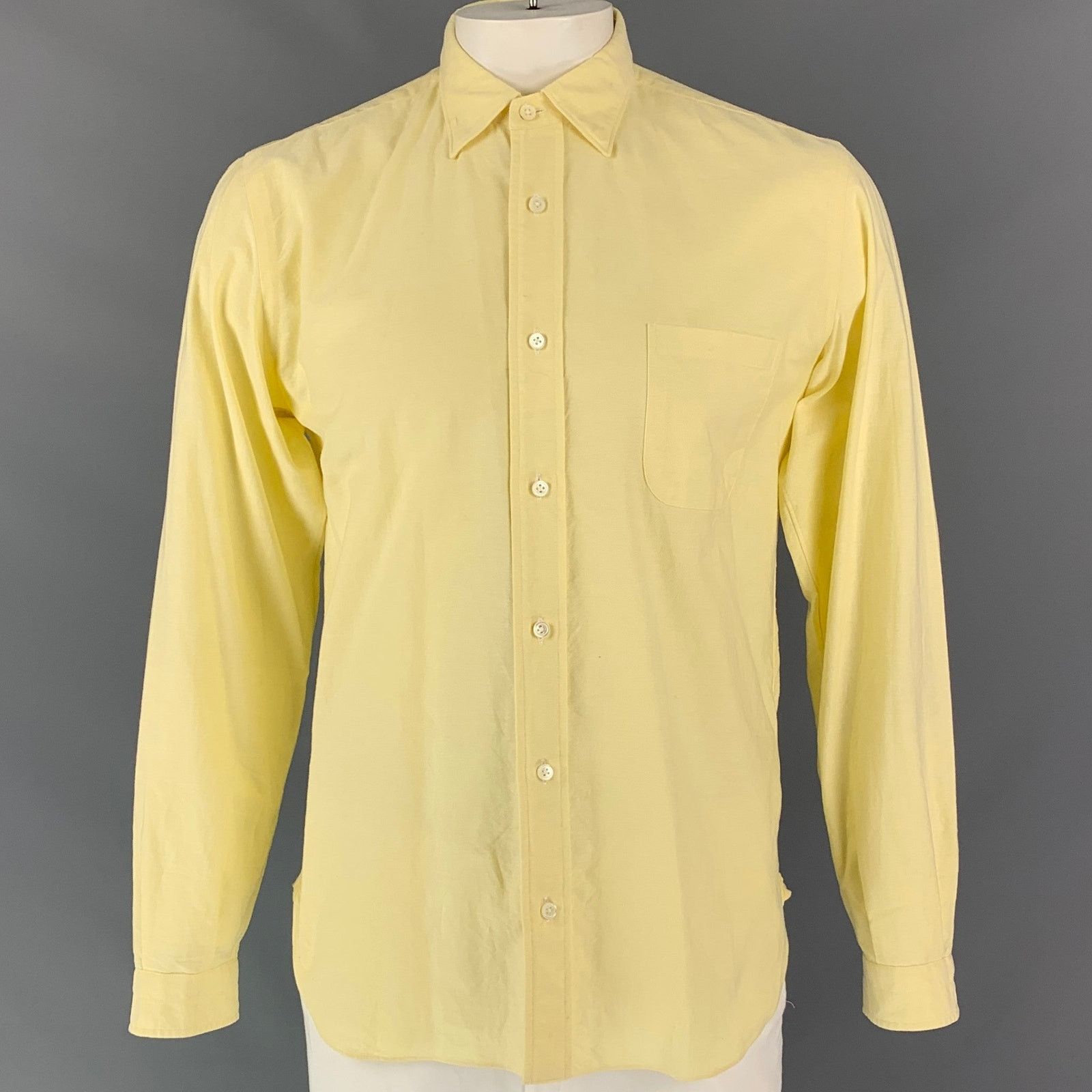 Fujito FUJITO Size L Yellow Cotton Button Down Long Sleeve Shirt Size US L / EU 52-54 / 3 - 1 Thumbnail