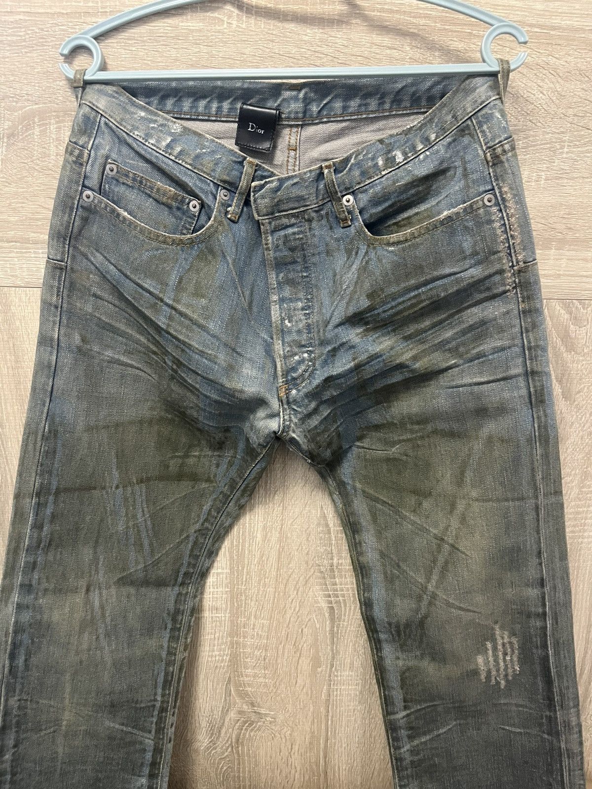 Dior × Hedi Slimane DIOR HOMME LUSTER BLEU CLAIR WAXED DENIM - SS04 "STRIP" Size US 30 / EU 46 - 2 Thumbnail