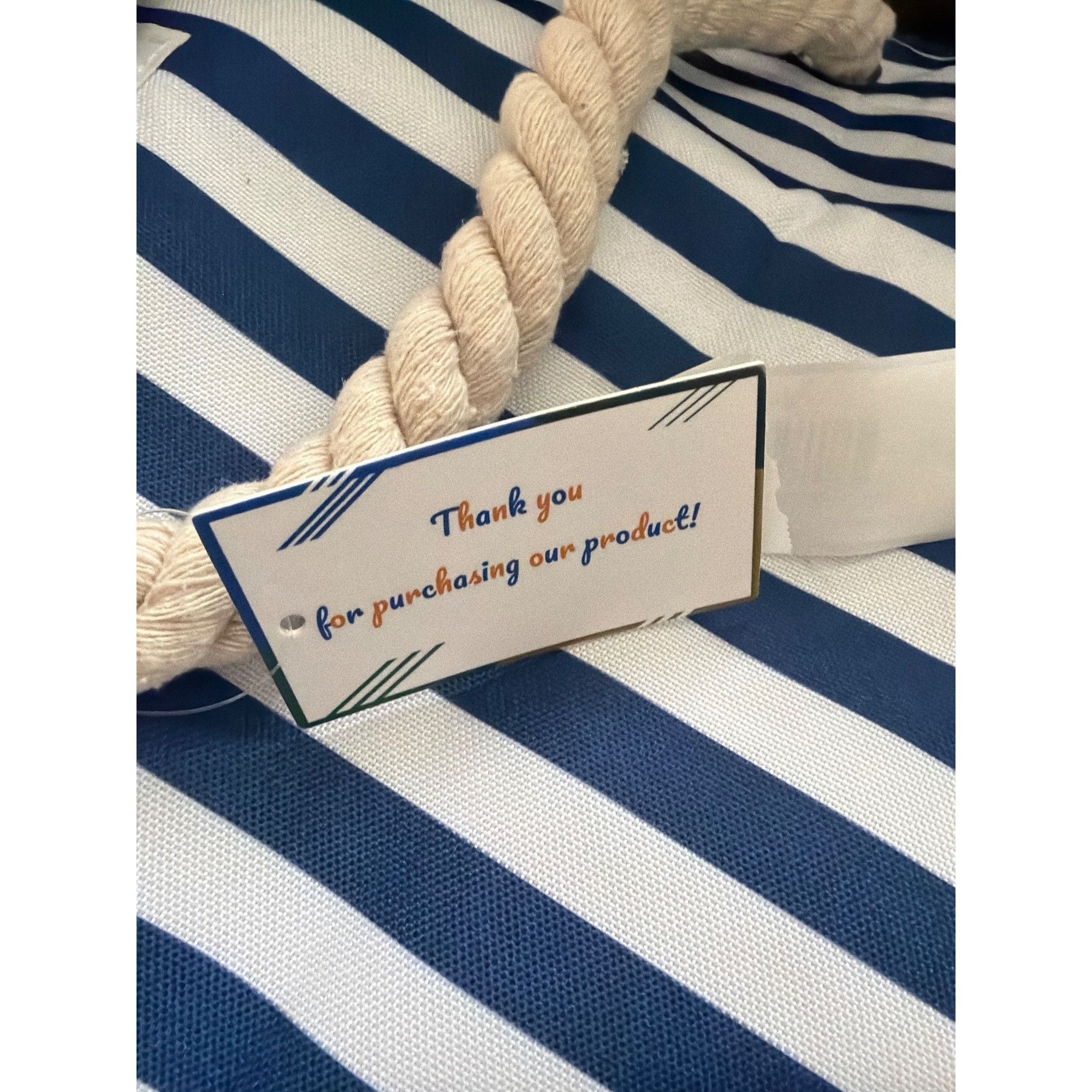 Other Power of Satshri Blue White Striped Canvas Tote Beach Bag Wa Size ONE SIZE - 5 Thumbnail