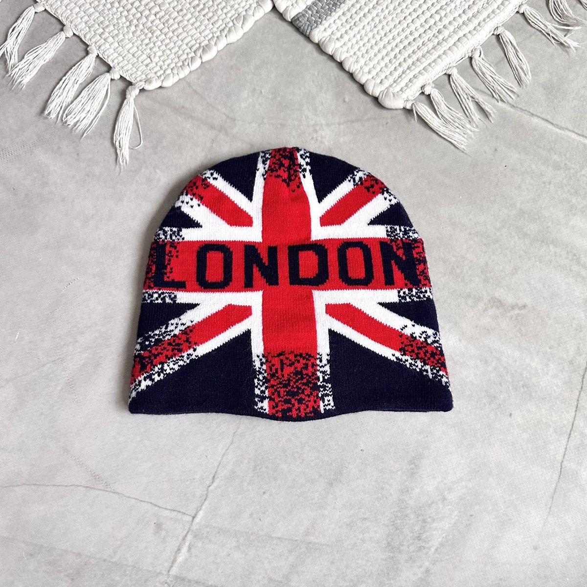 Hysteric Glamour × Undercover 00s London British Flag Knit Beanie Hat Yohji Yamamoto Vibe Size ONE SIZE - 4 Thumbnail