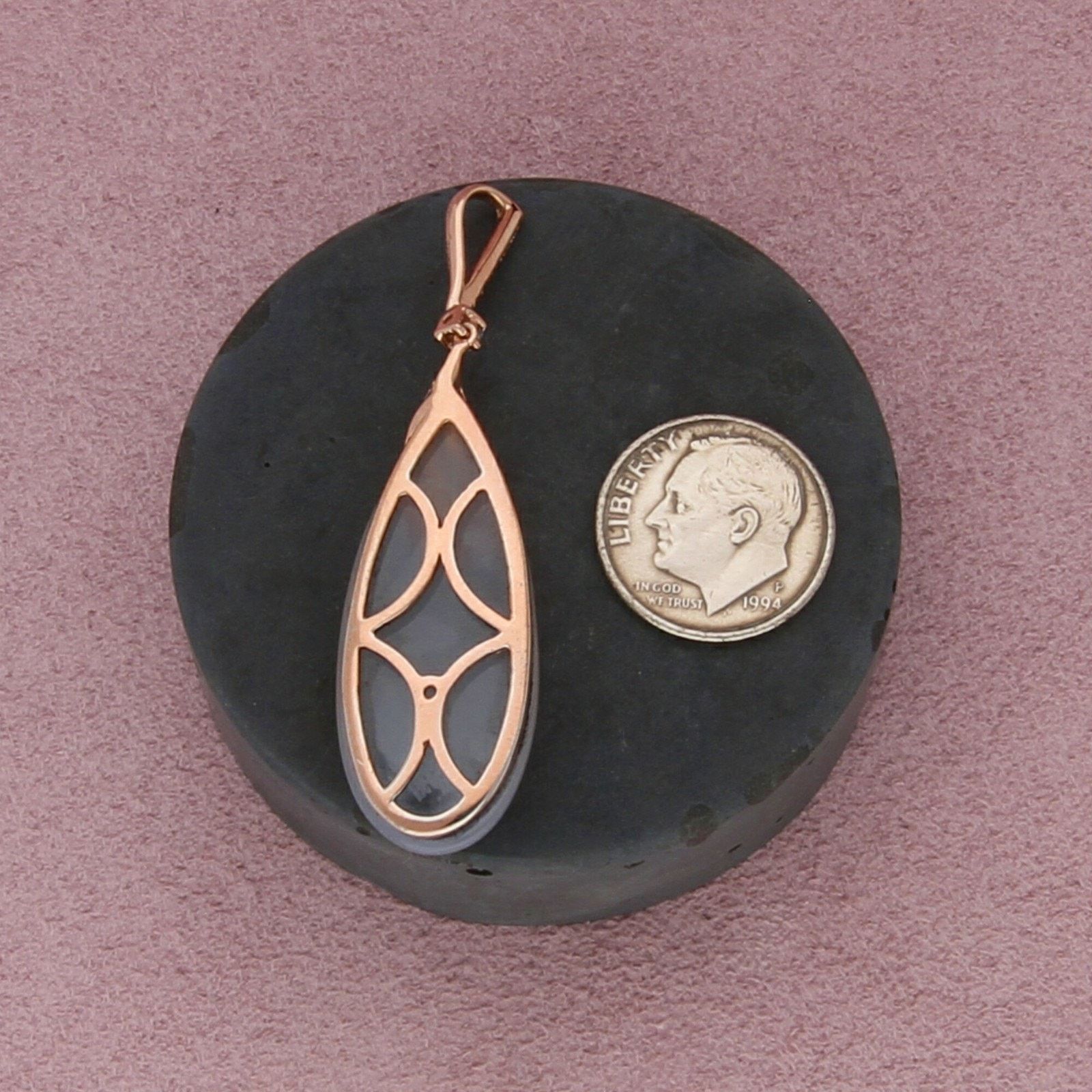 Sterling Silver stauer sterling silver rose gold plate cz & quartz pendant Size ONE SIZE - 3 Thumbnail