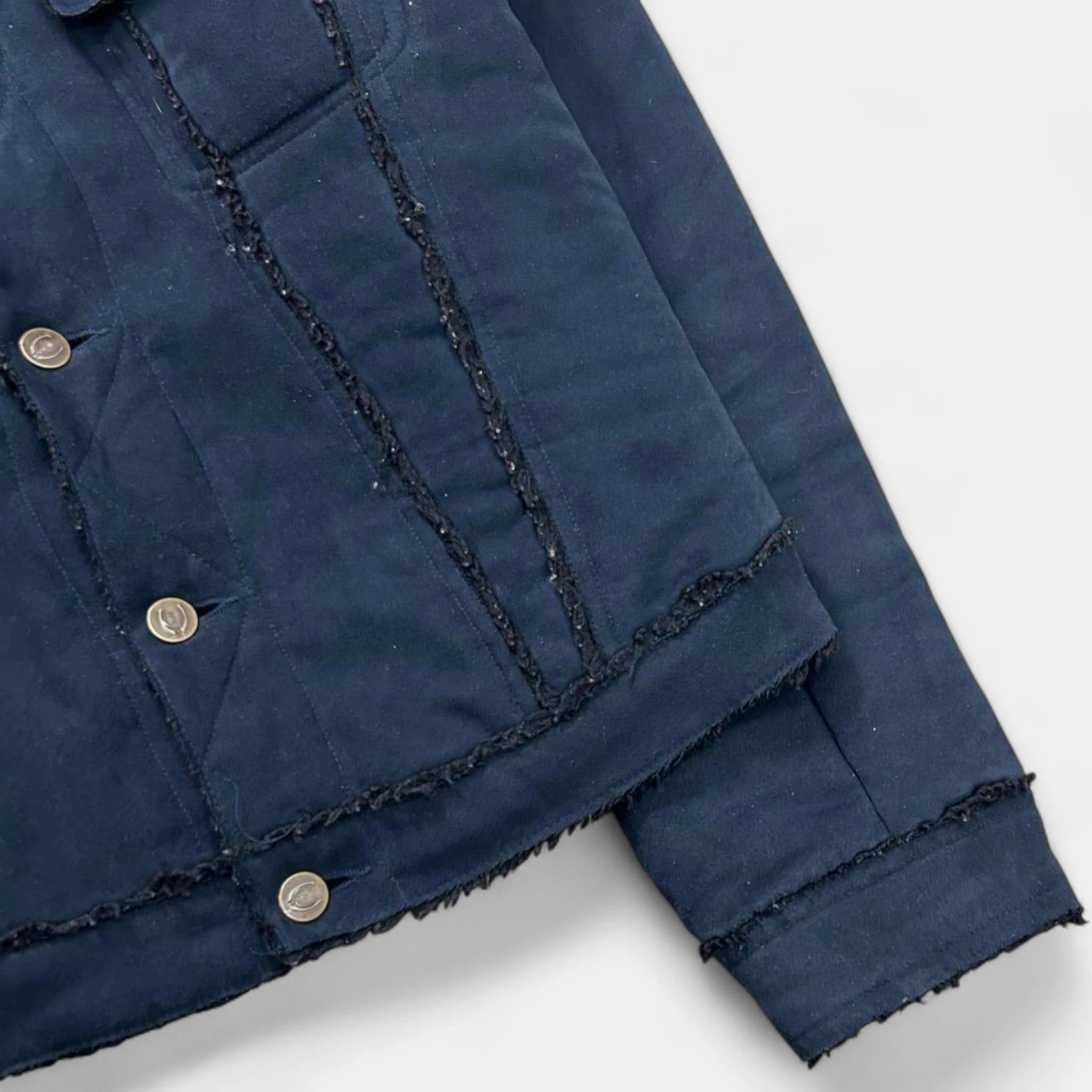 Just Cavalli Just Cavalli Navy Suede Shearling Jacket Size US L / EU 52-54 / 3 - 3 Thumbnail