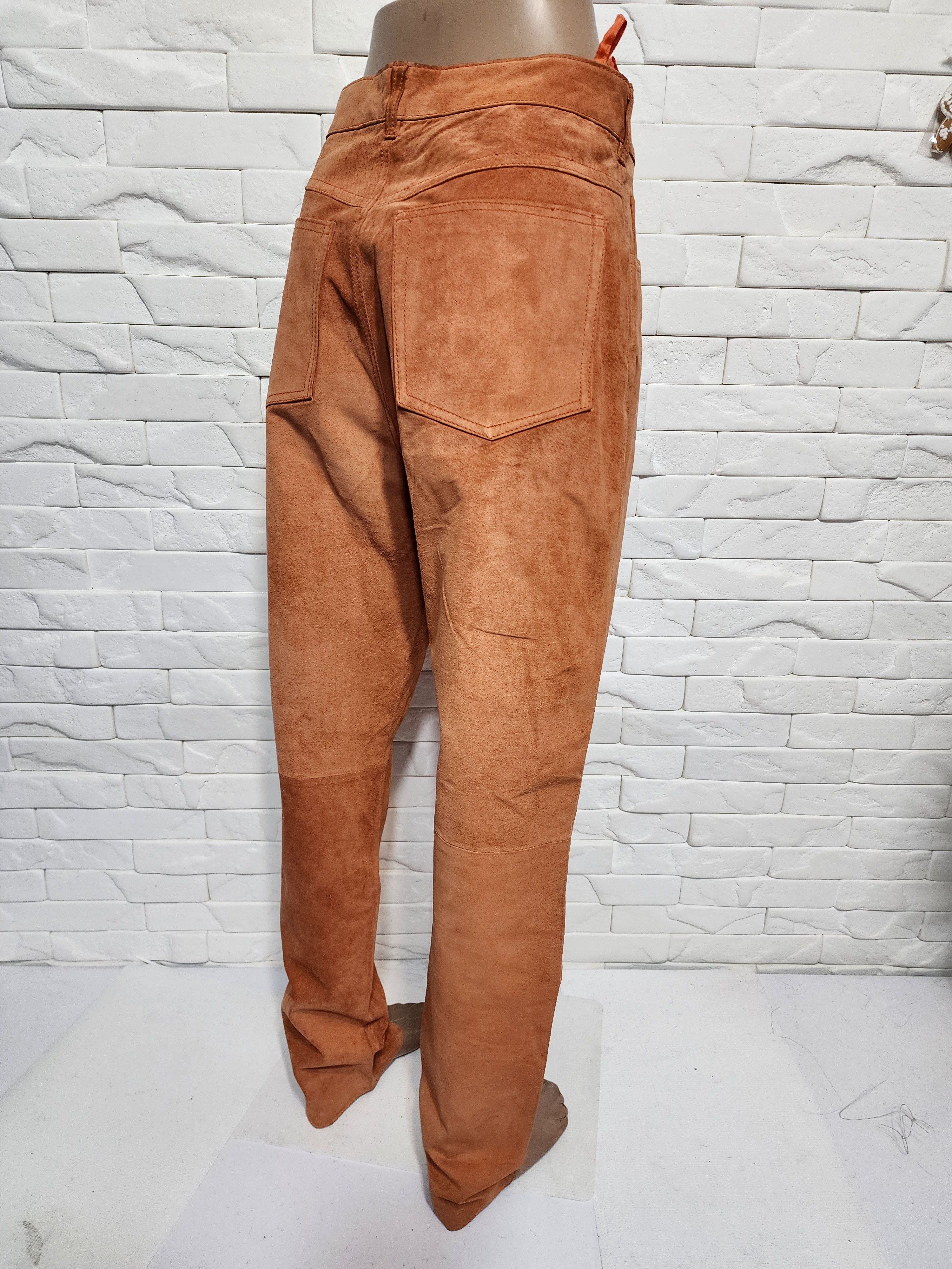 Other Orange Leather Pants: Women's Suede Trousers Size 28" / US 6 / IT 42 - 5 Thumbnail