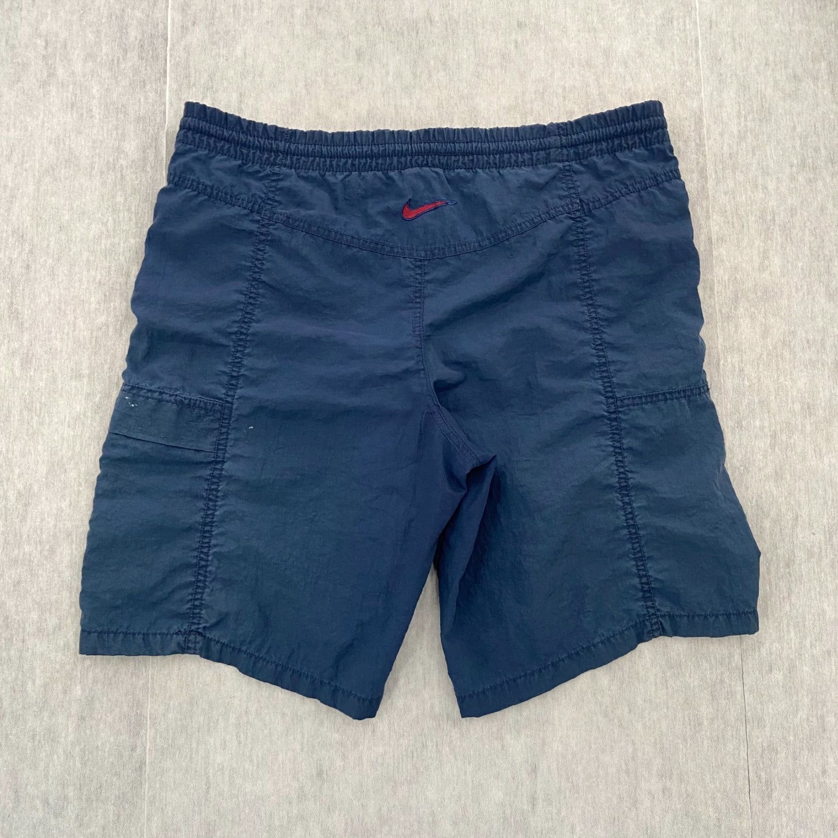 Nike VINTAGE Nike Shorts Mens Small Athletic Blue 90s Air Swoosh Drawstring Pockets Activewear Size US 29 - 2 Thumbnail