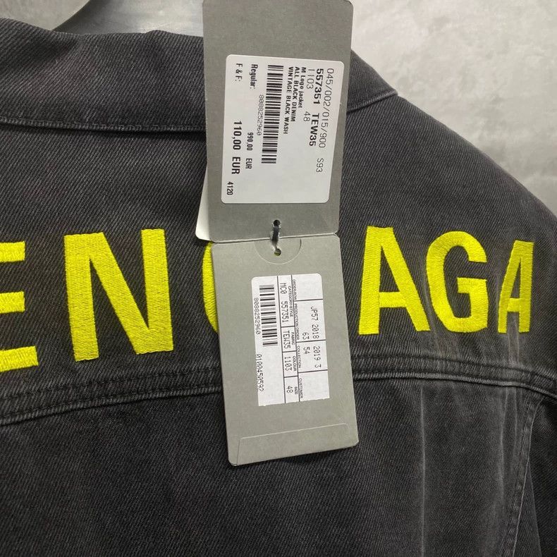 Balenciaga Balenciaga Black Green Logo Denim Jacket-2505 Size US L / EU 52-54 / 3 - 5 Thumbnail