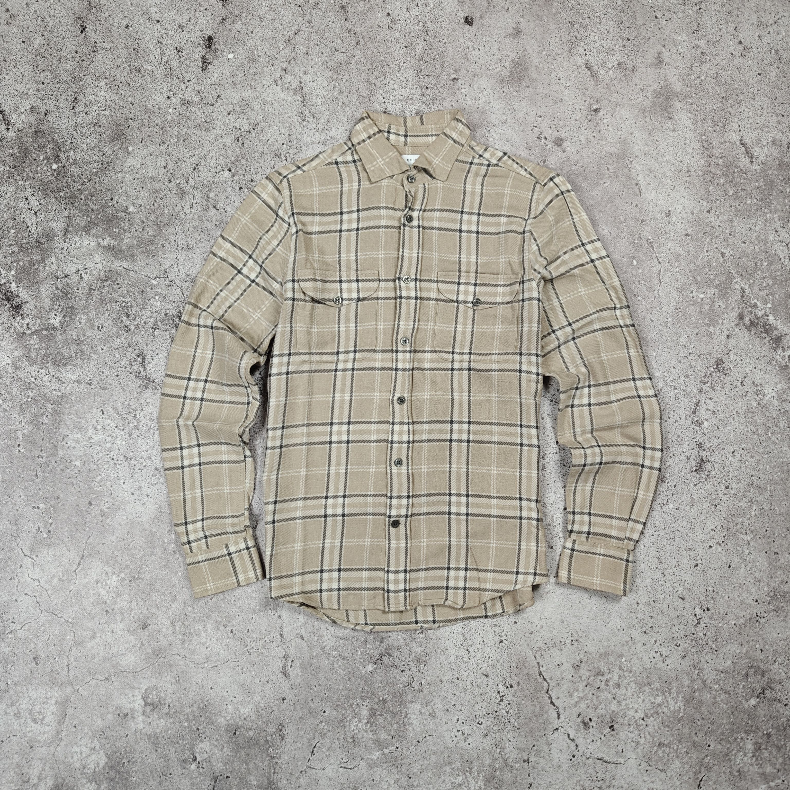 Reiss Reiss Cotton Shirt Check Beige size S Size US S / EU 44-46 / 1 - 1 Thumbnail