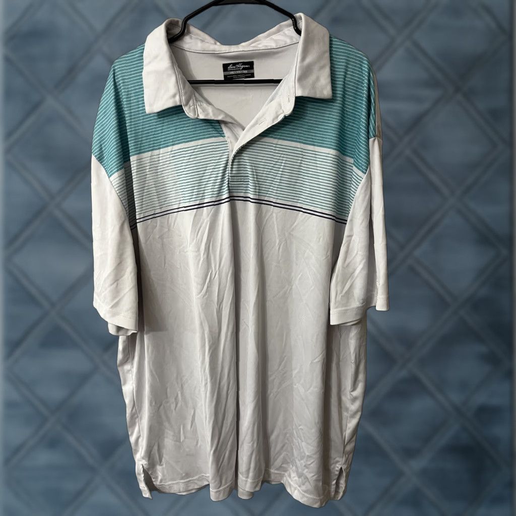 Hogan Ben Hogan Polo Shirt White 3XL Striped Short Sleeve Golf Mens Polo Shirt White 3XL Ben Hogan Size US XXL / EU 58 / 5 - 1 Thumbnail