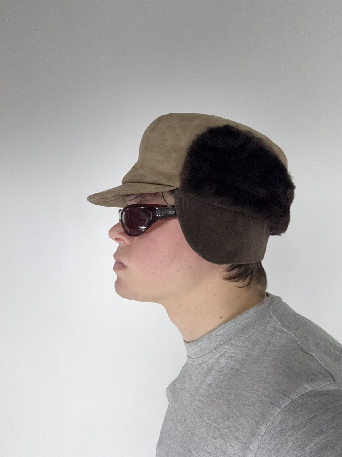 Japanese Brand Retro 90s Vintage Furst Faux Suede Fur Earflap Winter Cap Size ONE SIZE - 2 Thumbnail