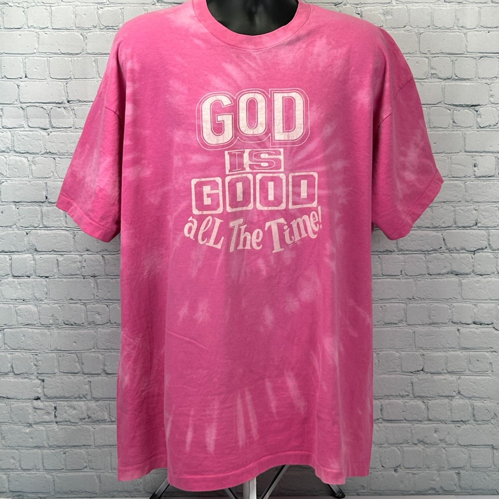 Vintage Vintage 90s God Is Good Sleep T Shirt Pink Christian OSFM Size ONE SIZE - 2 Thumbnail
