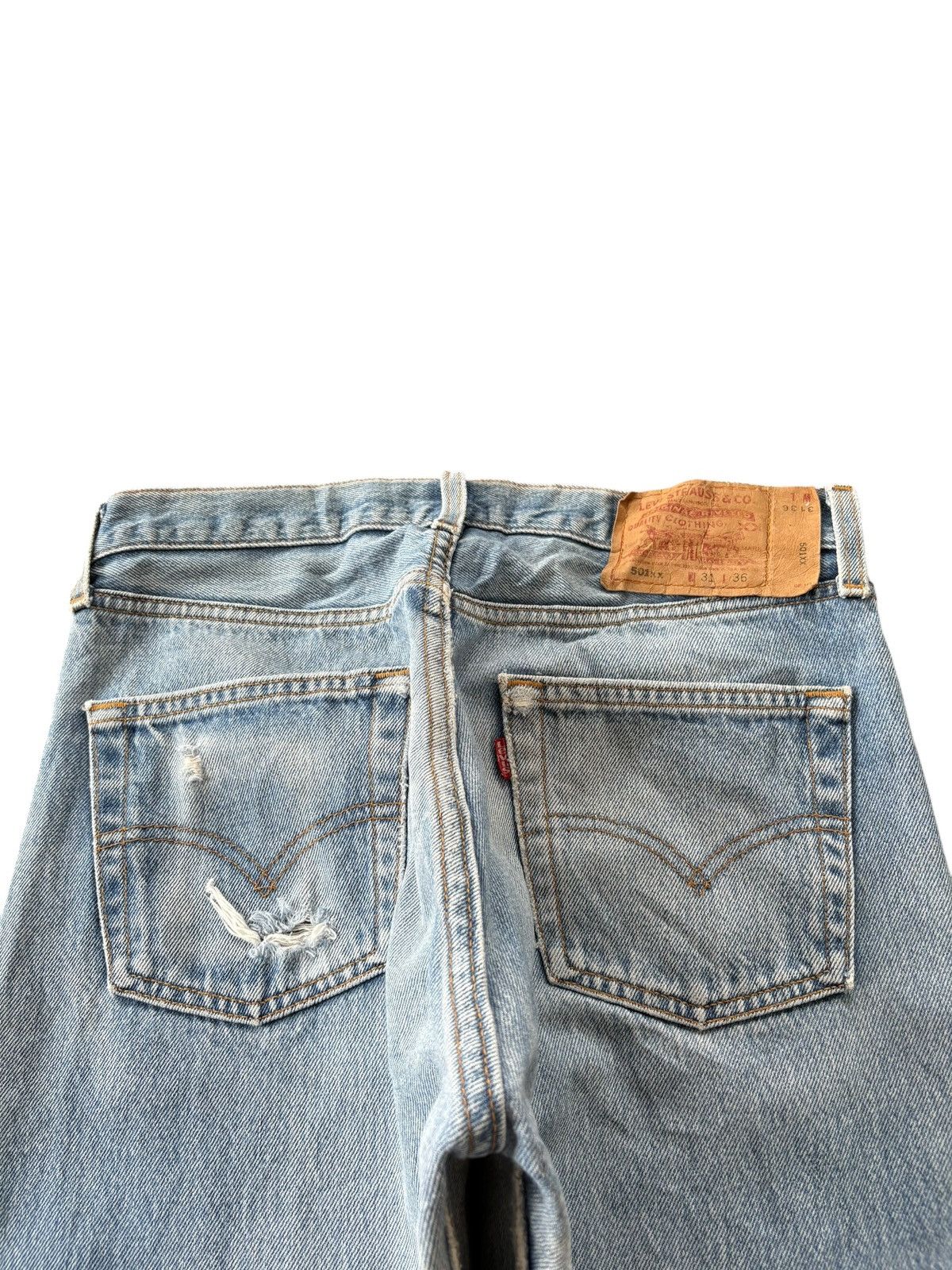 Levi's Vintage 90s Levis 501 Ripped Heavy Distressed Loose Jeans Size US 30 / EU 46 - 4 Thumbnail