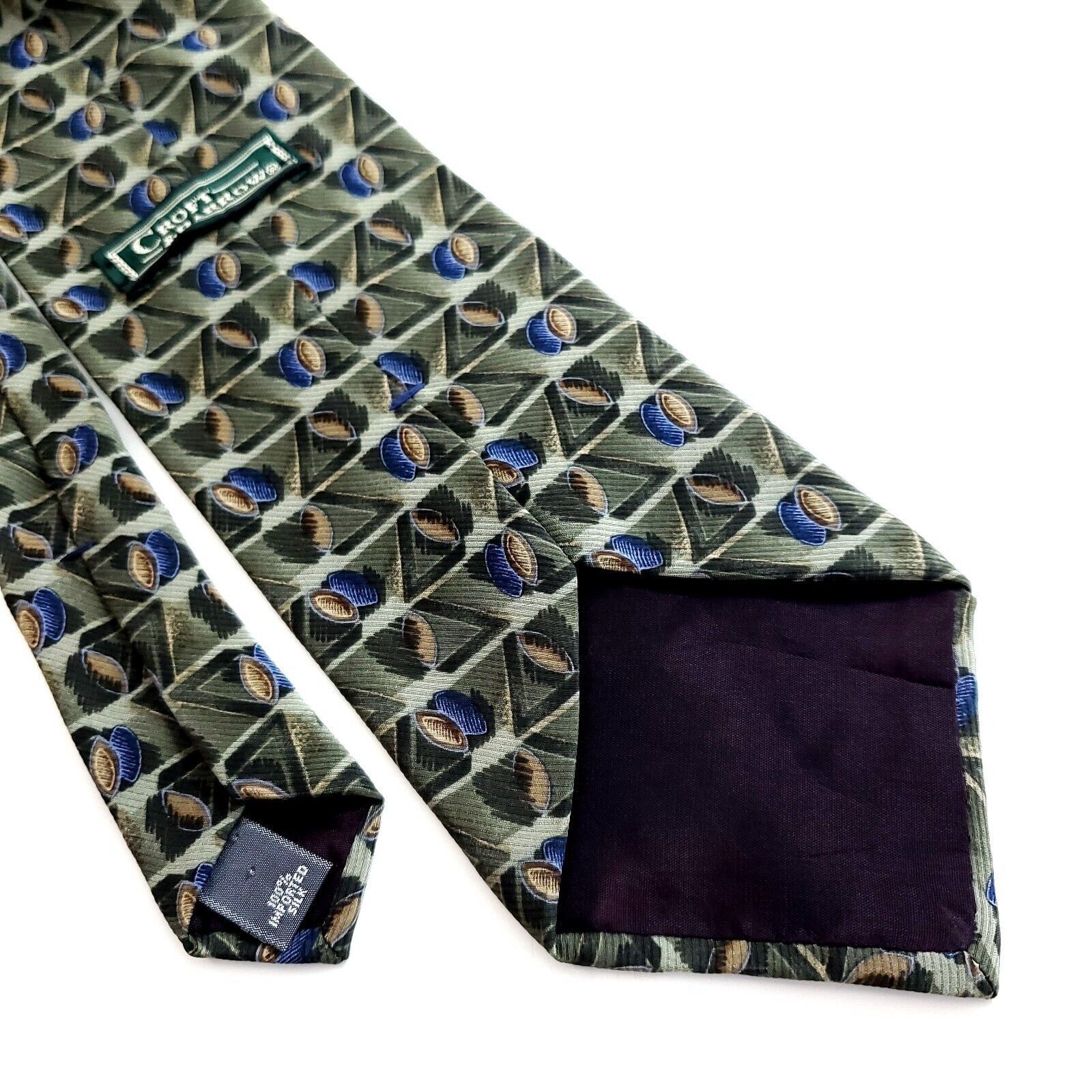 Croft & Barrow Croft & Barrow Green Print Geometric Wide Silk Tie Size ONE SIZE - 5 Thumbnail