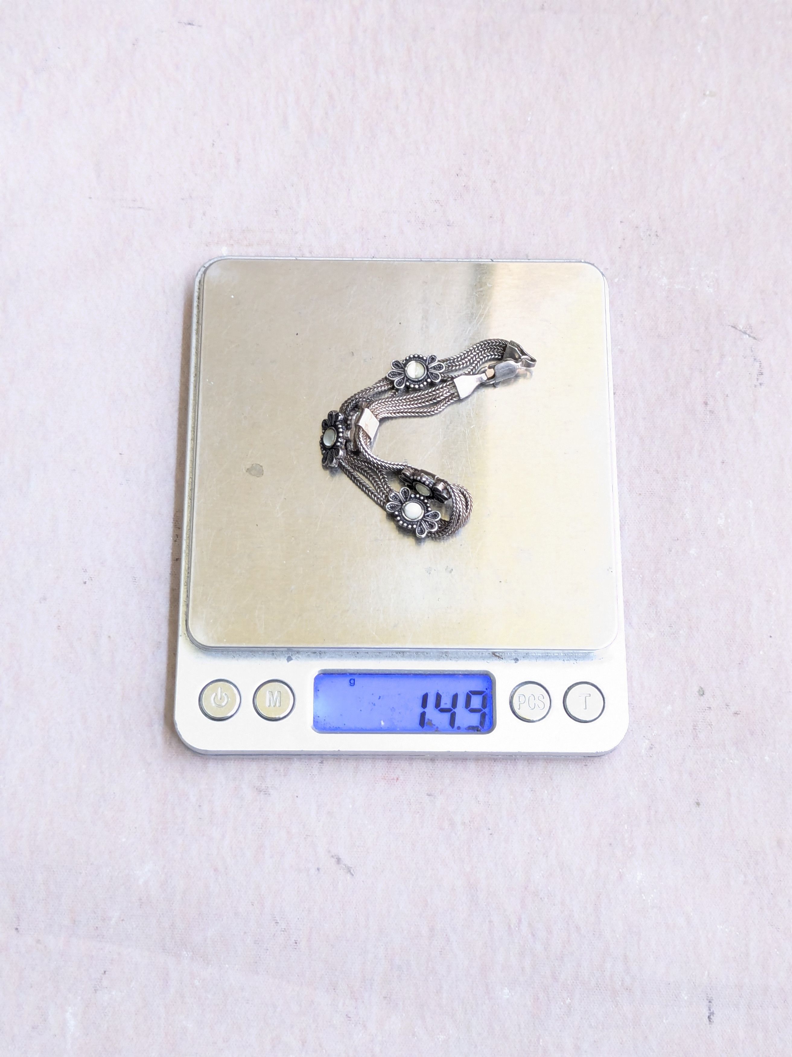 Jewelry Vintage Sterling Silver Bracelet Flower 7.5 Size ONE SIZE - 12 Thumbnail