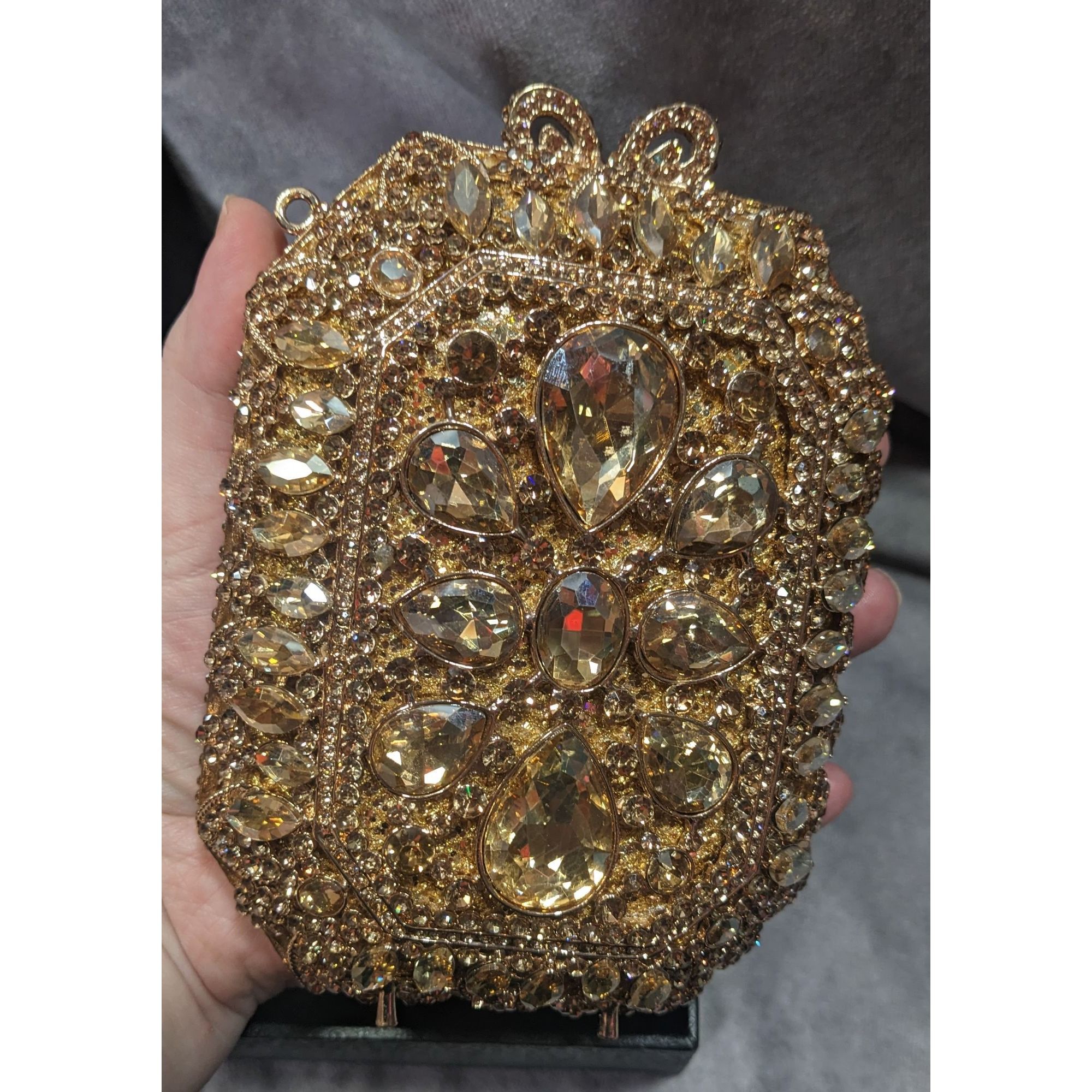 Other Luxury Rhinestone Encrusted Evening Bag Gold Tone With Remov Size ONE SIZE - 12 Thumbnail