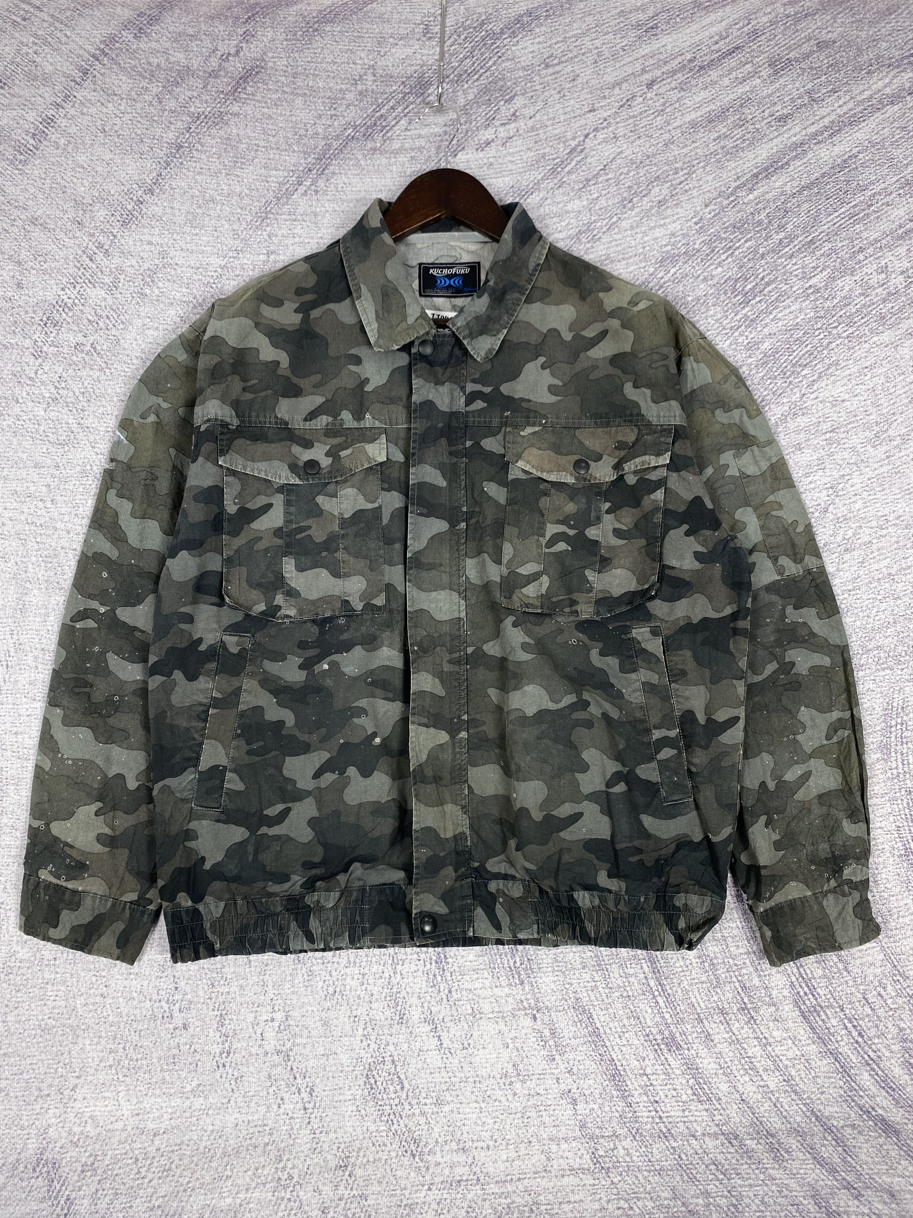 Japanese Brand Vintage Kuchofuku Camo Zip Up Plain Canvas Jacket Size US L / EU 52-54 / 3 - 1 Thumbnail
