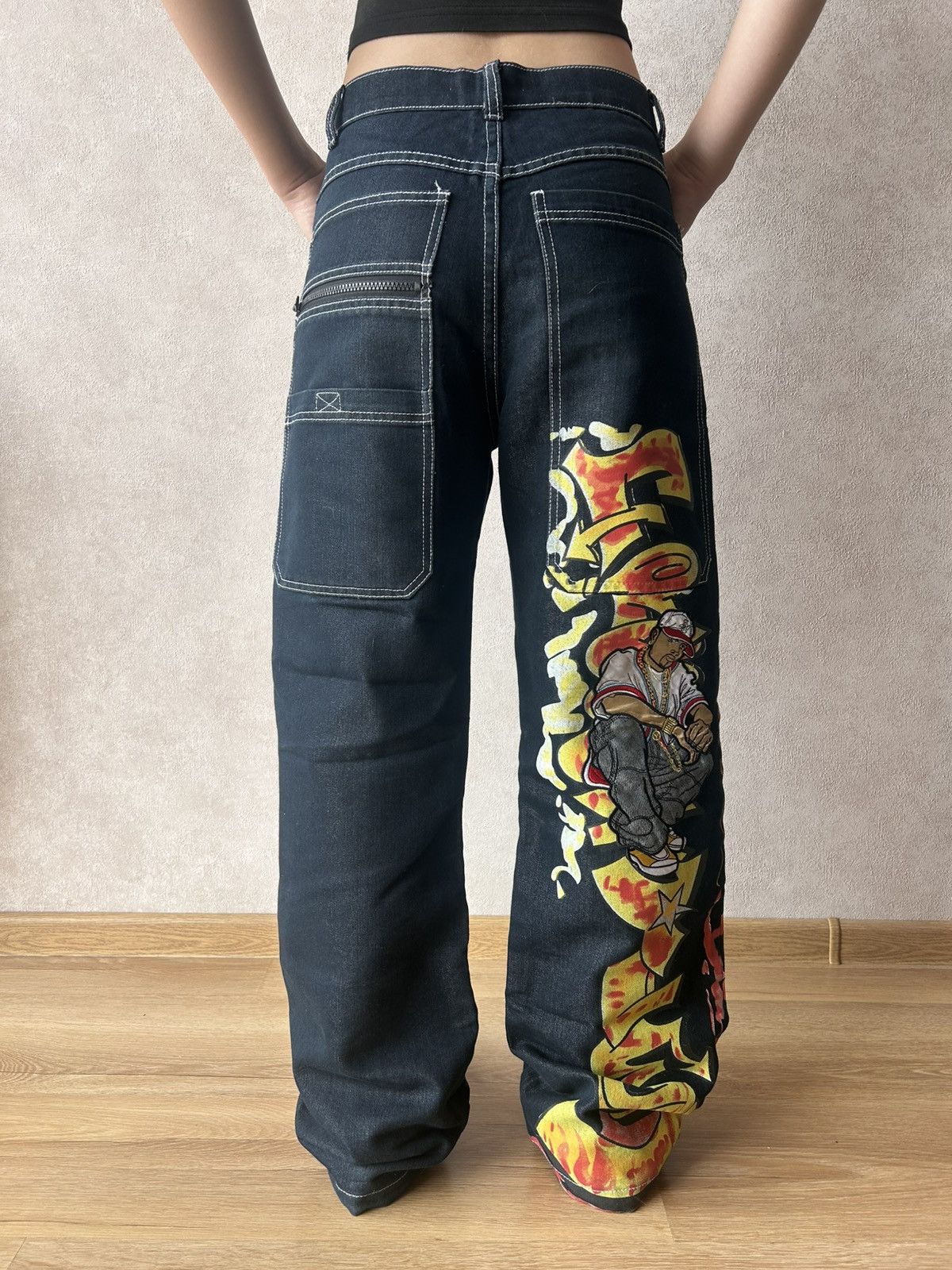 Other Vintage Y2K Graffiti Big Logo Rap Hip Hop Denim Jeans Size US 28 / EU 44 - 3 Thumbnail