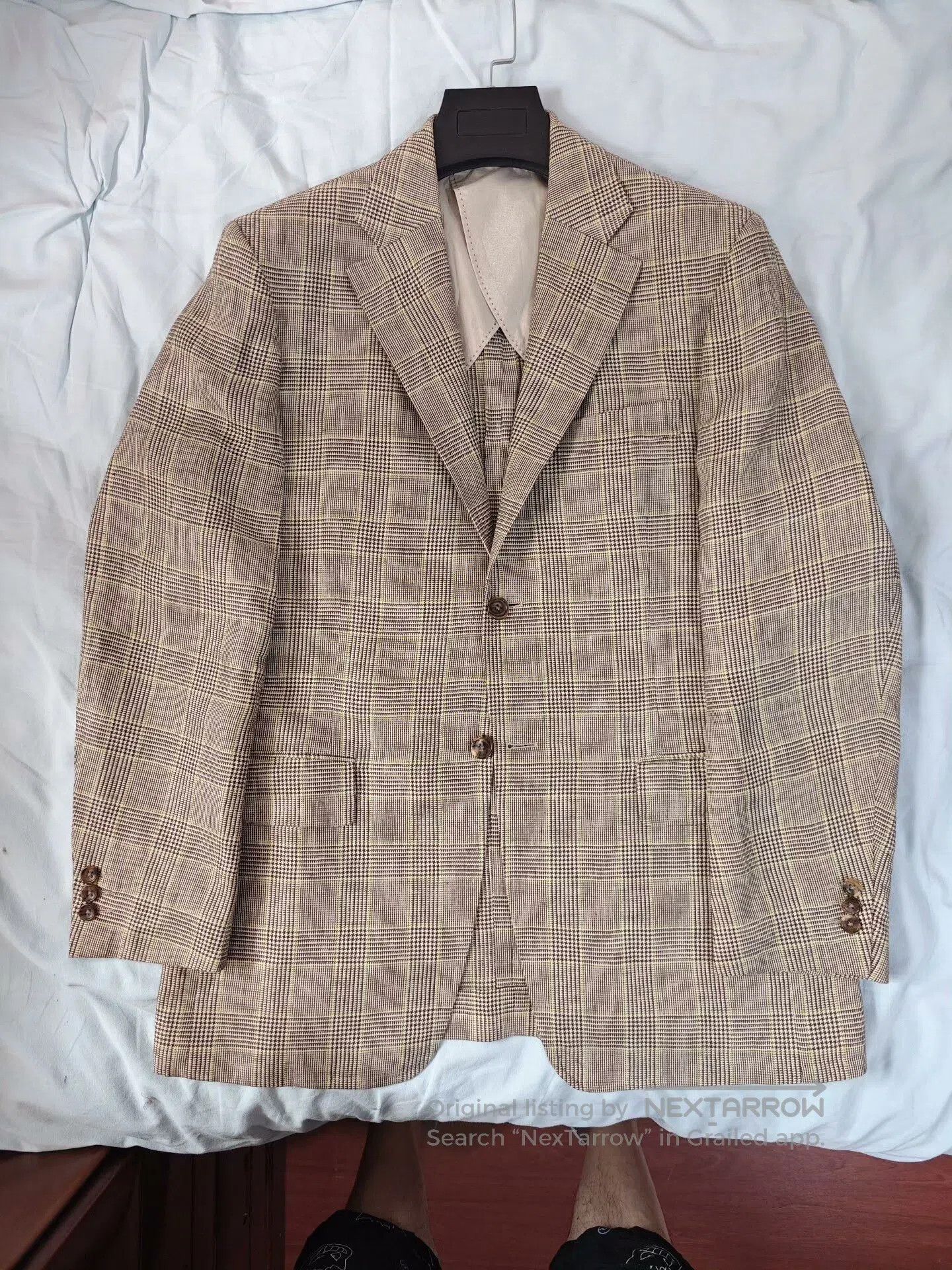 Morgano Italian Linen Checkered Blazer. Size US L / EU 52-54 / 3 - 5 Thumbnail