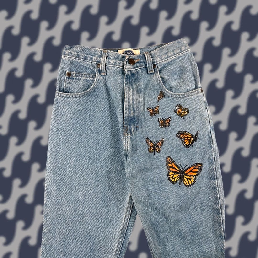 Vintage VINTAGE Austin Clothing Jeans Butterfly Straight Leg Mid-Rise Size 4M Womens Blue 5-Pocket Denim Mid 1990s 2000s Yes Size 27" / US 4 / IT 40 - 1 Thumbnail