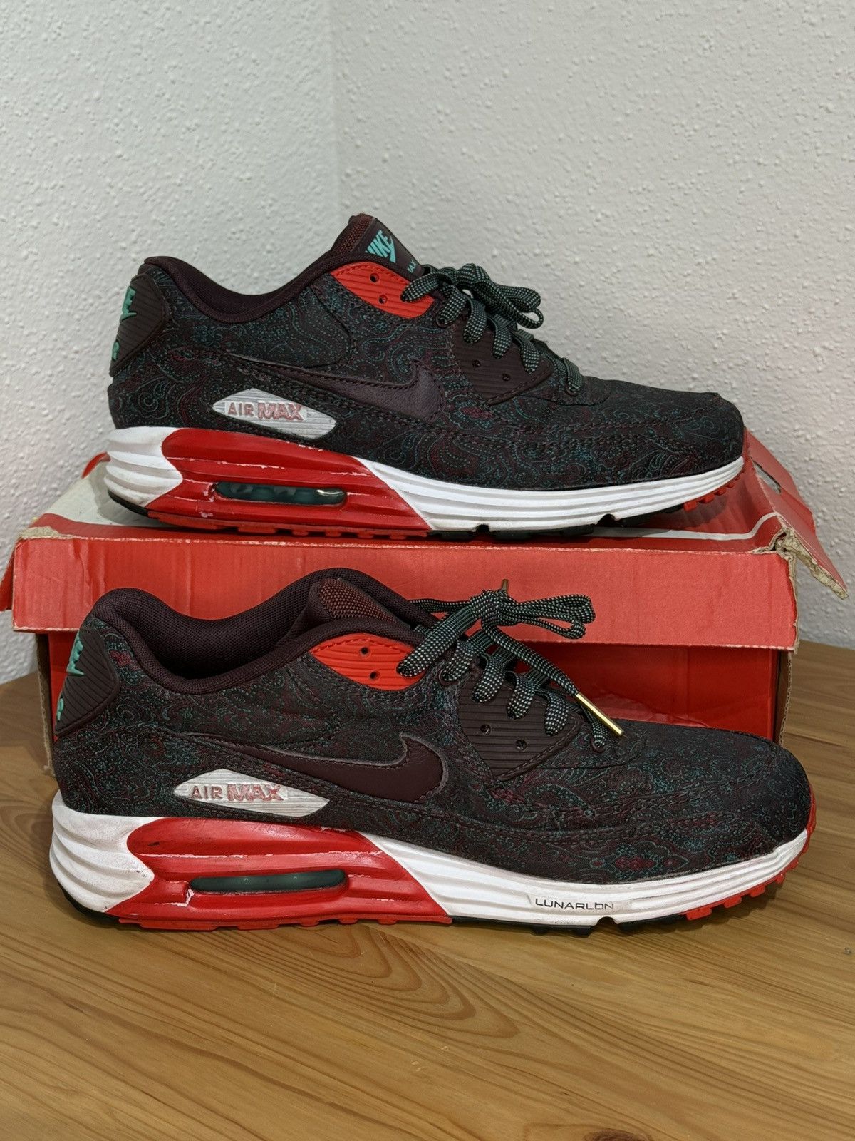 Nike Nike Air Max Lunar90 Burgundy-Paisley Size US 10.5 / EU 43-44 - 4 Thumbnail