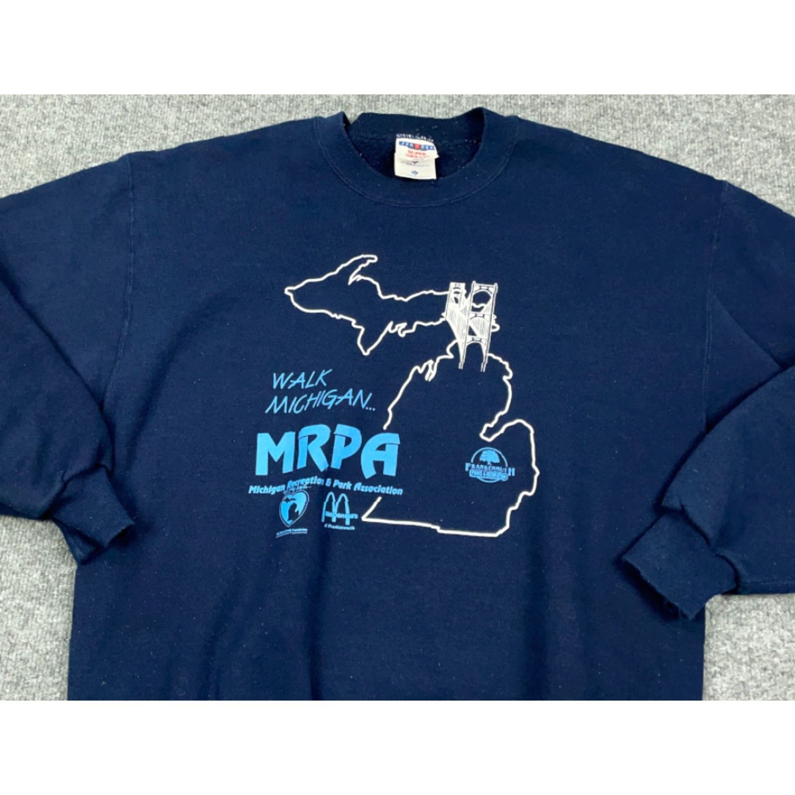 Jerzees VINTAGE Jerzees Sweatshirt Walk Michigan Blue Pullover Adult Large 50/50 Cotton-Poly USA Made Mens Regular Crew Neck 90s Retro Graphic Print Size US L / EU 52-54 / 3 - 3 Thumbnail