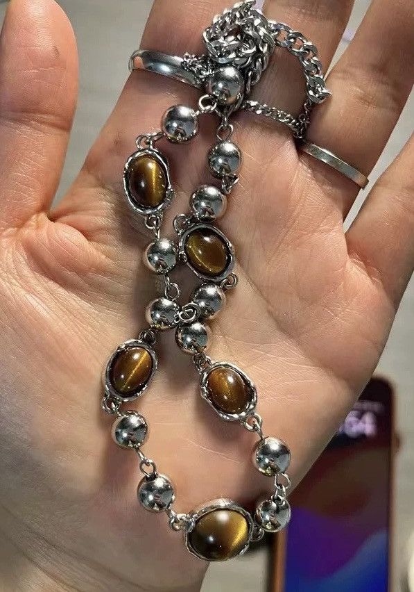 Japanese Brand × Jewelry Retro punk gem beads chain necklace choker Size ONE SIZE - 5 Thumbnail