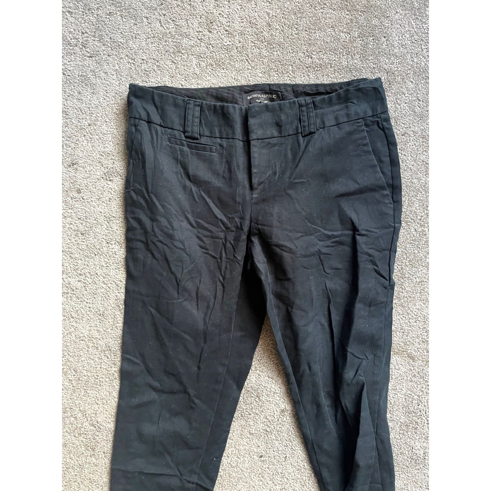 Banana Republic Banana Republic Dress Pants Martin Fit Womens Petites 2P Black Cotton Navy Wool Blend 25in Inseam 2P Pants Mens/Gender not applicable Size 26" / US 2 / IT 38 - 2 Thumbnail