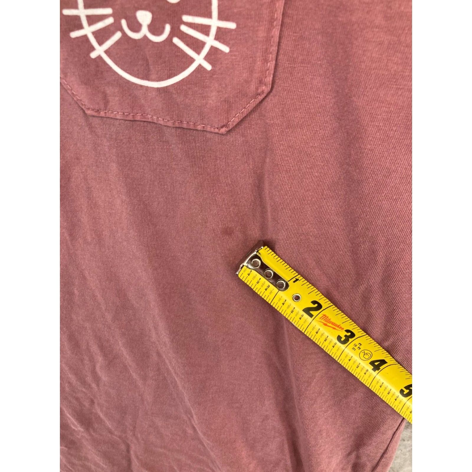 Vintage Alta Gracia Women's T-Shirt Large Pink Cat Graphic Pocket Casual Collared Jersey Size L / US 10 / IT 46 - 5 Thumbnail