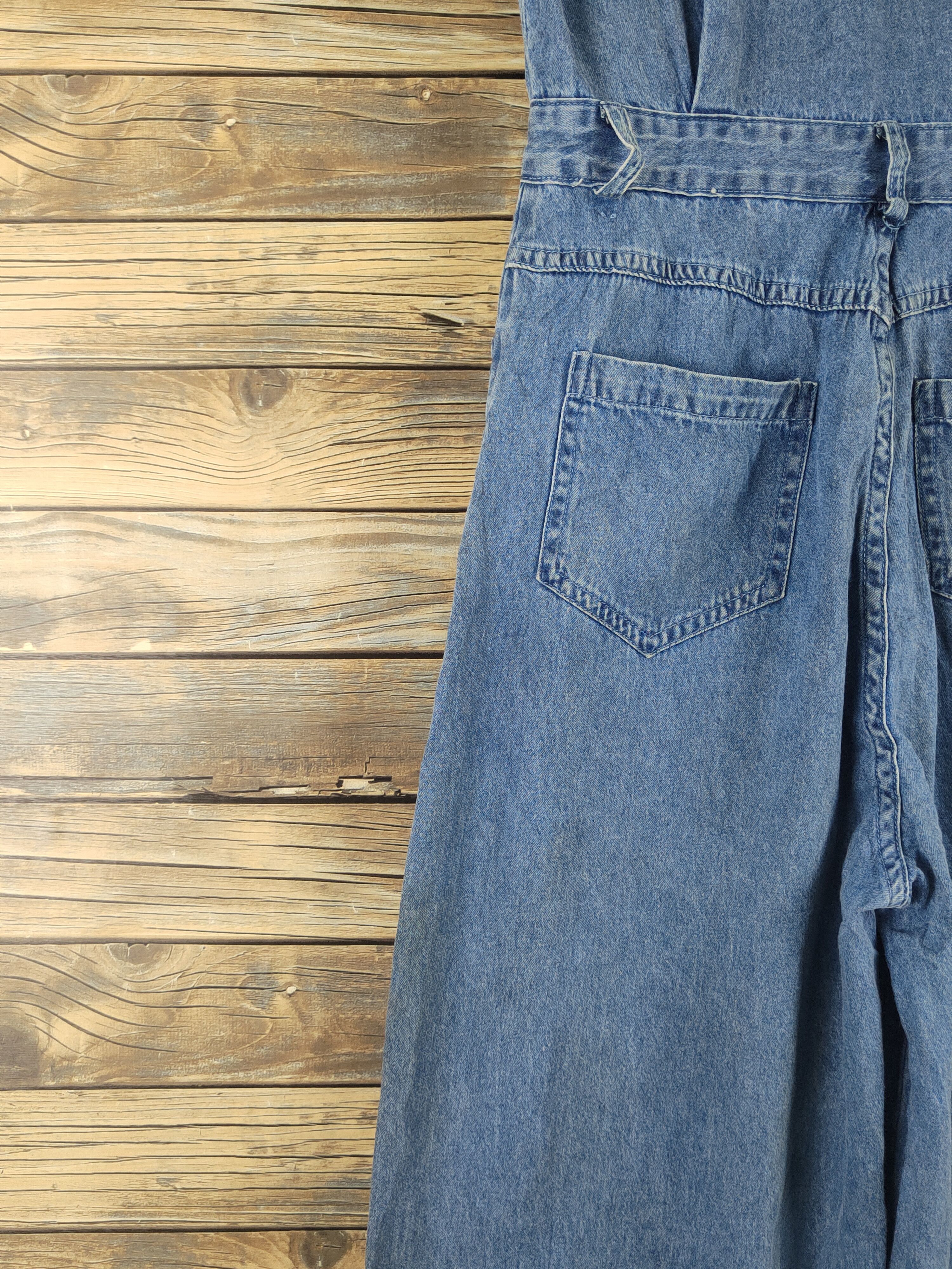 Vintage L.H Studio Blue Denim Short Sleeve Coveralls Size 29" - 19 Thumbnail