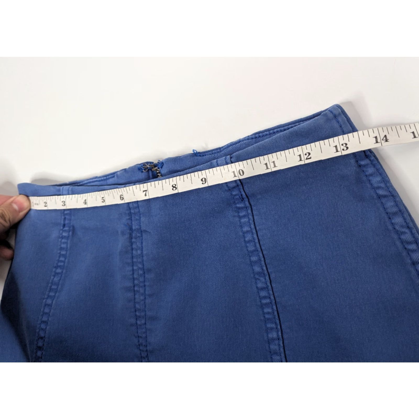 Free People Free People Mini Skirt Royal Blue 6 Lapis Lazuli Stretch Zip NWT Denim Cotton Polyester Spandex Bohemian Solid Blue Size 28" / US 6 / IT 42 - 3 Thumbnail