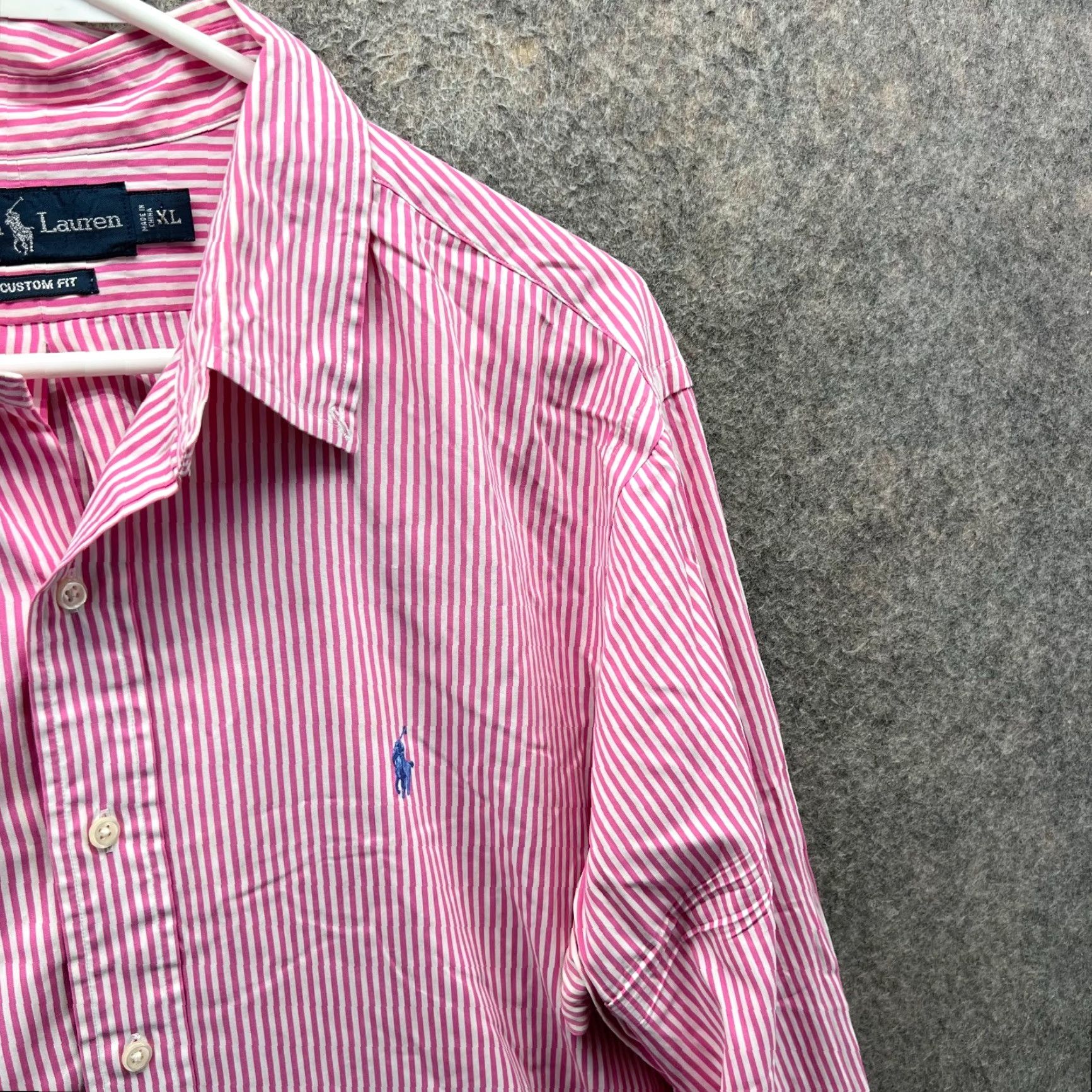 Polo Ralph Lauren VINTAGE Polo Ralph Lauren Shirt Mens XL Pink White Stripes Custom Fit Pony Oxford Size US XL / EU 56 / 4 - 7 Thumbnail