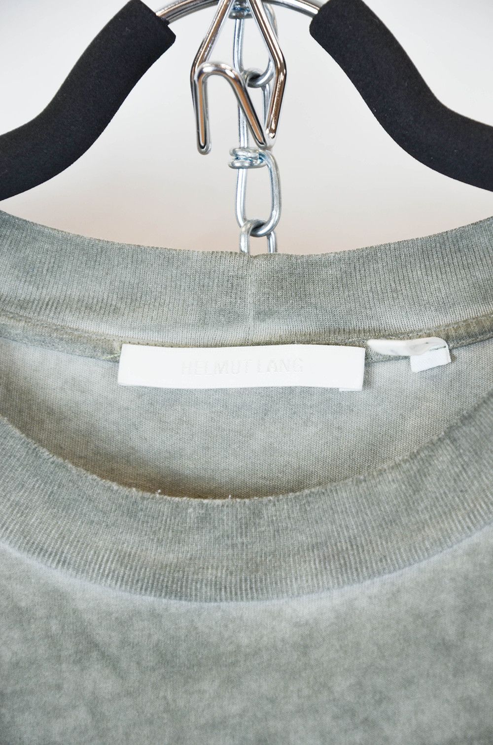 Helmut Lang Vintage Washed Olive Logo T-Shirt Size M