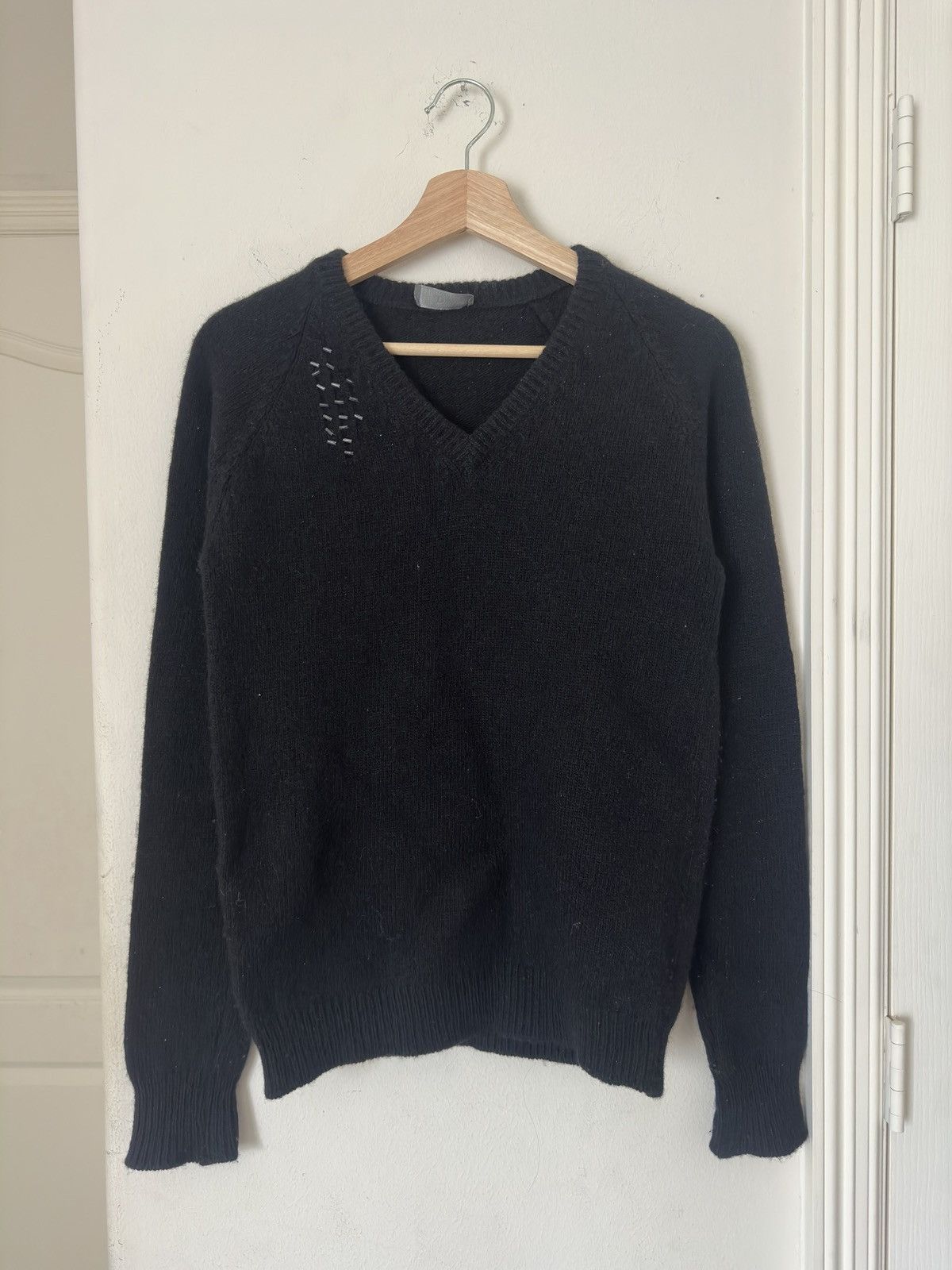 Dior × Hedi Slimane AW05 Beaded Clawmark Knit Wool Sweater | Grailed