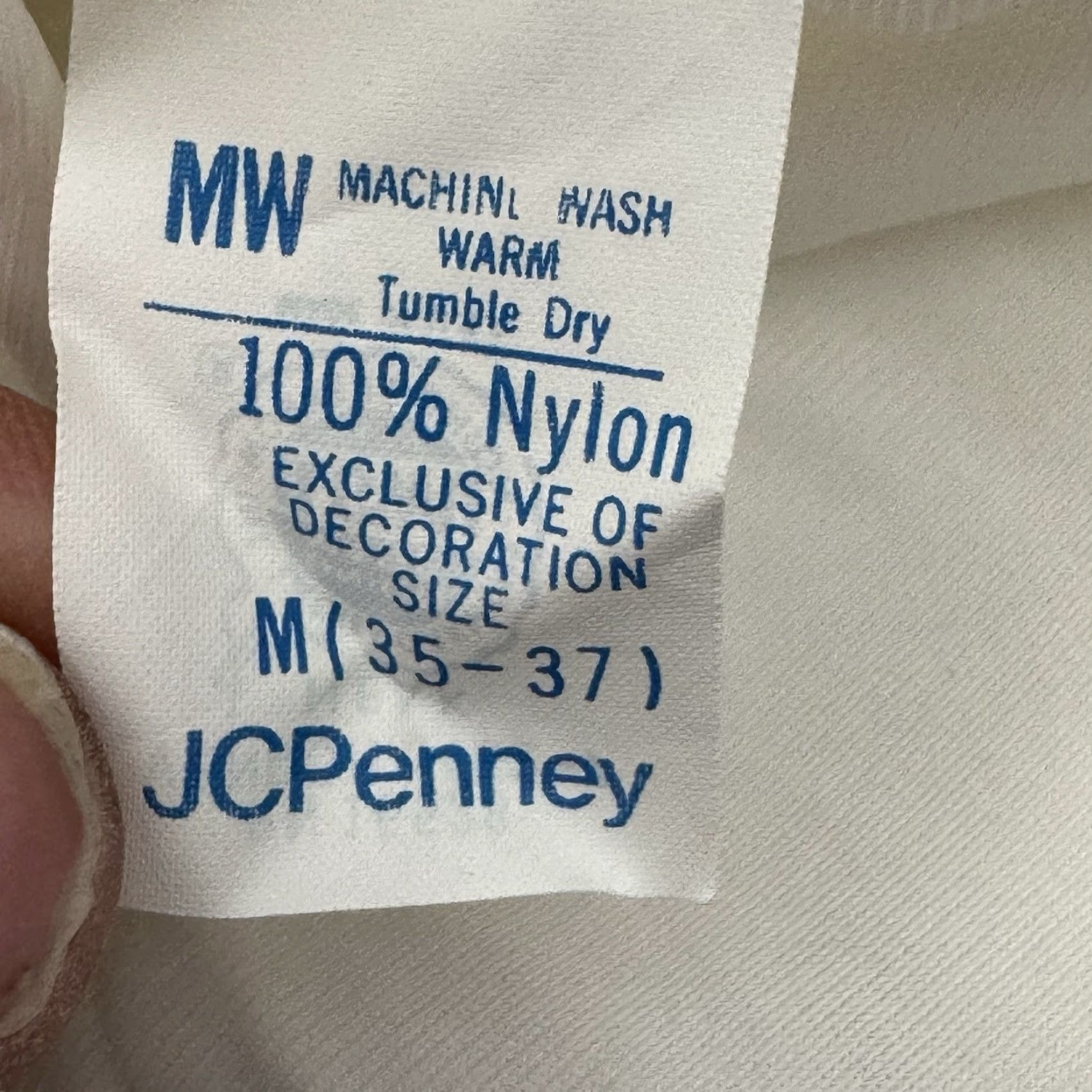 JCPenney VINTAGE 70s Nightgown Gown Medium White Nylon Lace Embroidery Cottagecore Romantic Long Sleeve Button Round Neck Women M Size ONE SIZE - 7 Thumbnail