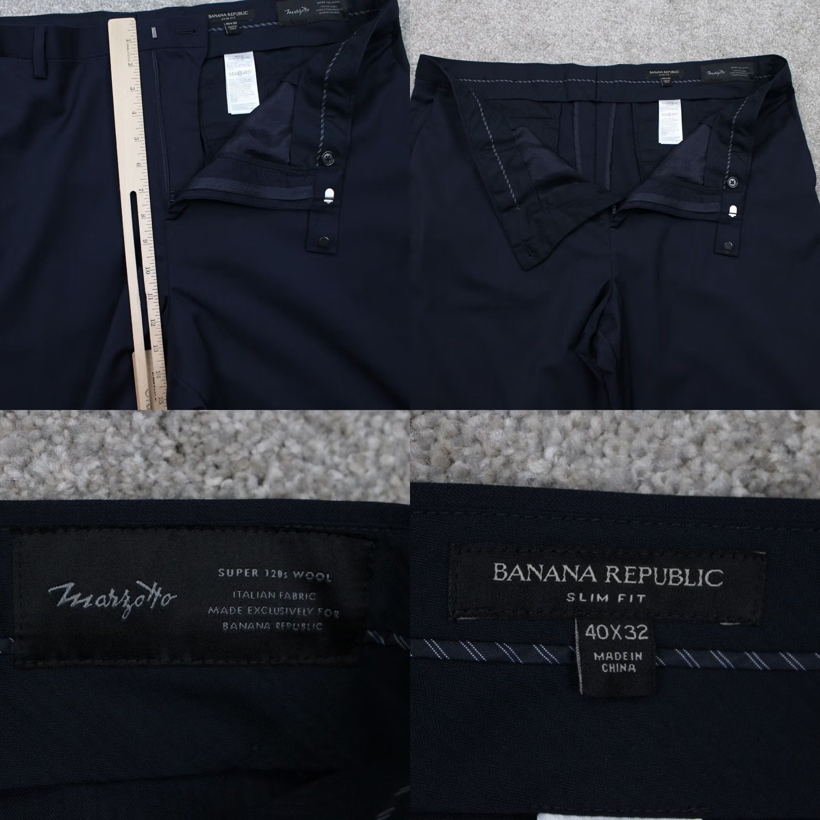 Banana Republic Banana Republic Mens Dress Pants Blue 40x30 Slim Fit Wool 120s Pattern Solid Straight Front Mens Size US 40 / EU 56 - 8 Thumbnail